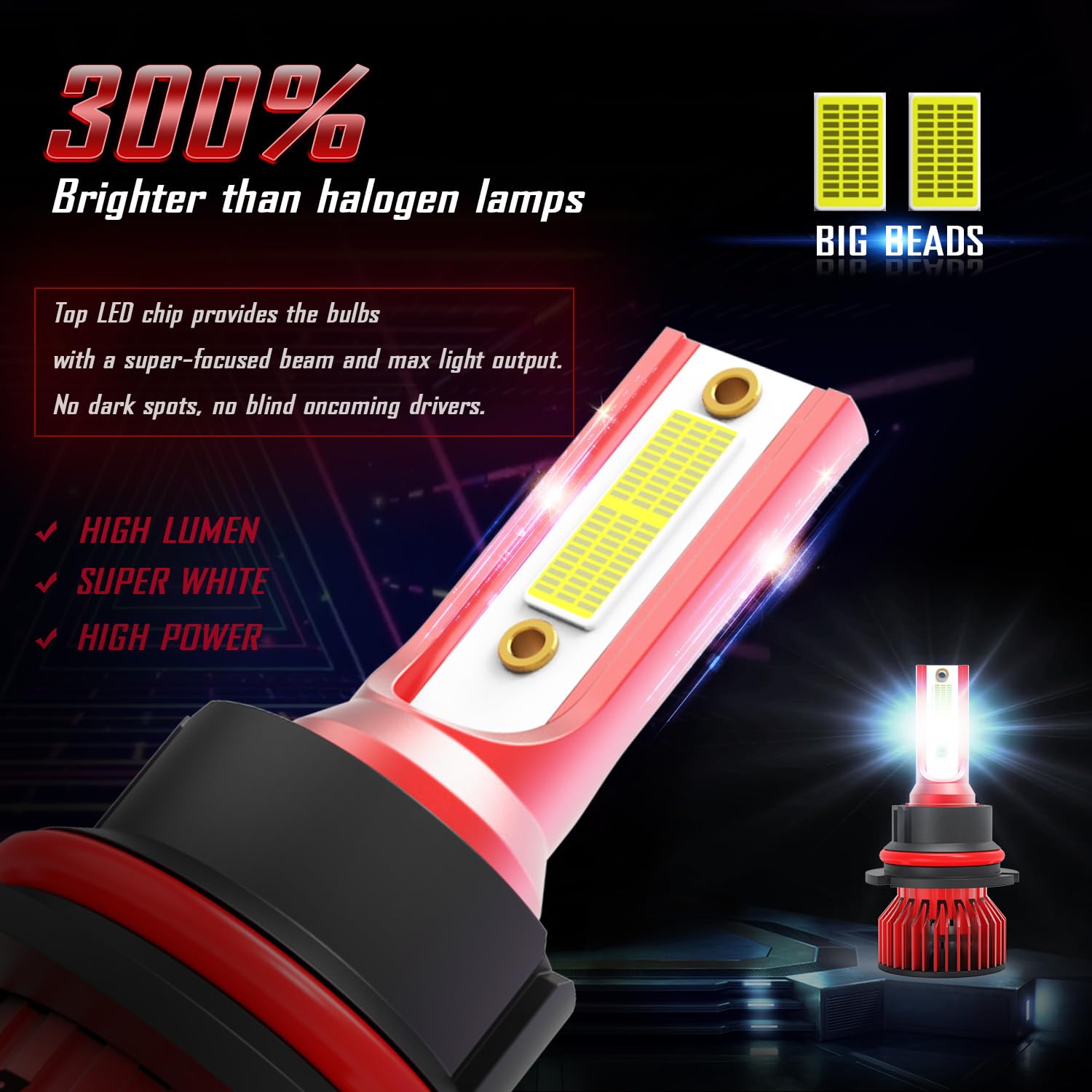 MNWHUC LED Headlight and Fog Light Bulbs 9007/HB5 + 9005, Super Bright, Plug-and-Play, Pack of 4 for Ford Ranger 2001-