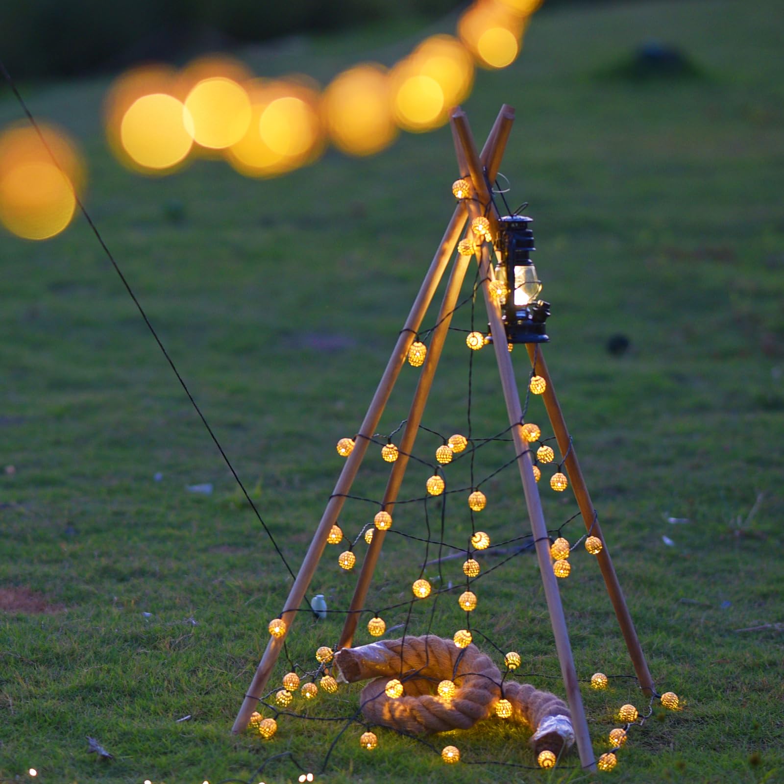 Lightique Moroccan String Lights - 60 Led, 29Ft, Waterproof, 8 Modes, Remote Control, Warm White, Decorative Globe For Indoor/Outdoor Use