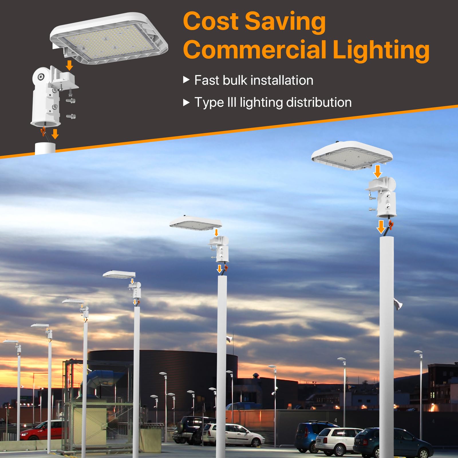 Demilare 200W Led Parking Lot Light, 30000Lm Led Lights Outdoor With Adjustable Slip Fitter Mount, 5000K Ip65 150Lm/W Dusk To Da