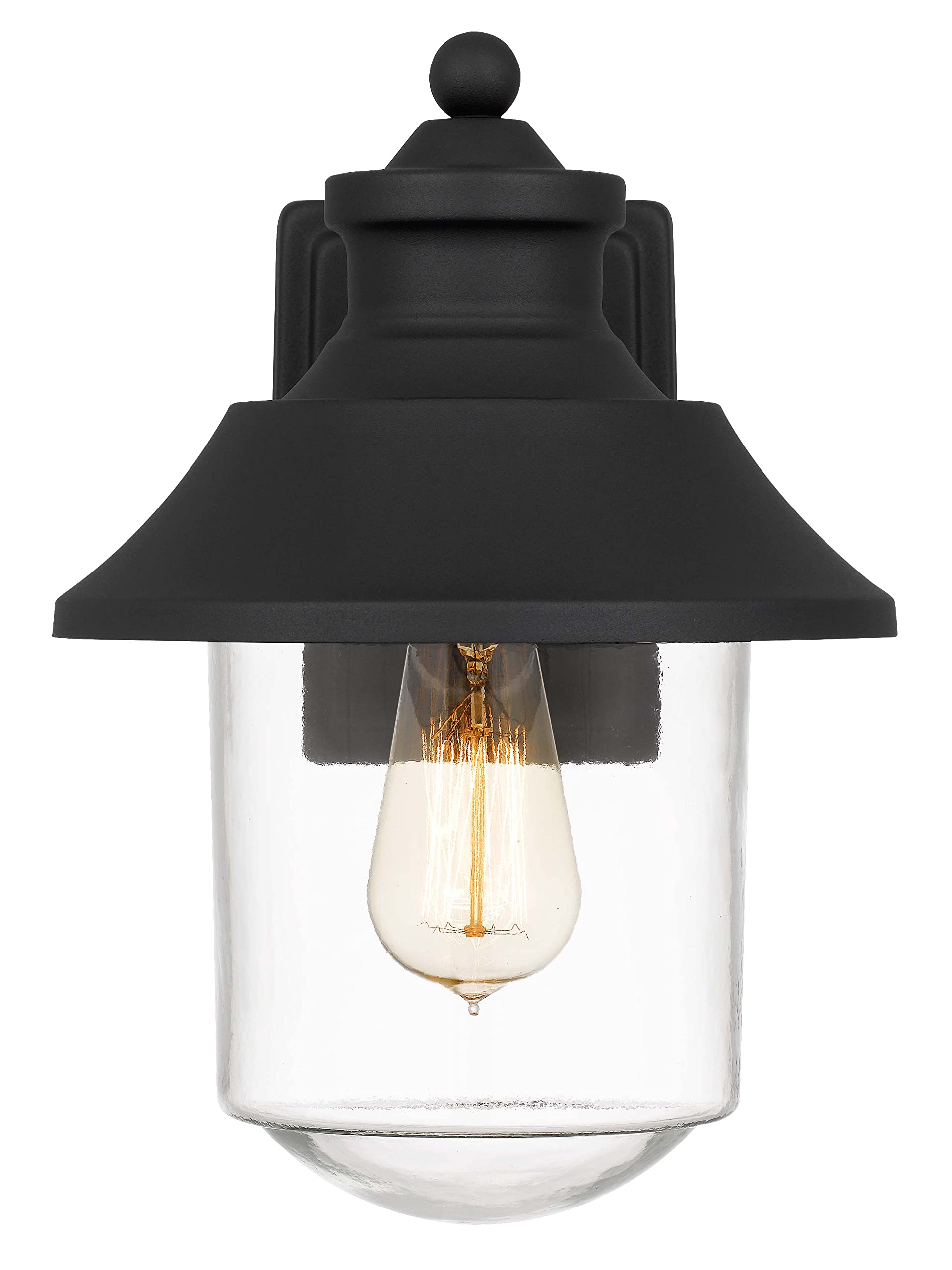 Tawson Abel Outdoor Wall 1-Lights Exterior 9.8&quot; W Lantern Fixtures With Clear Glass Shade Cylinder, Matte Black Wall Sconce, Weather Resistant For Entryway, Doorway, Corridor
