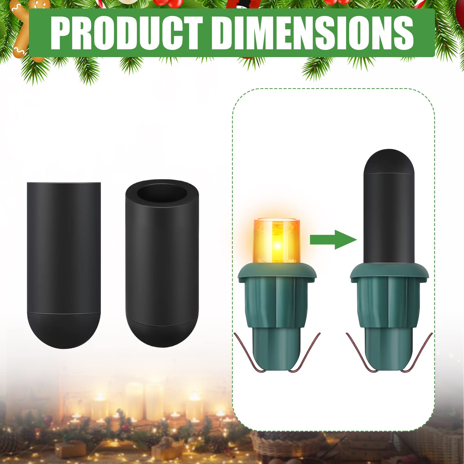 Zonon 100 Pieces Christmas Light Caps No Glow Caps Glass Led 0.18 Inch Light Blackout Caps Wide Glow Plug Caps Black Out Cover For Christmas Lights