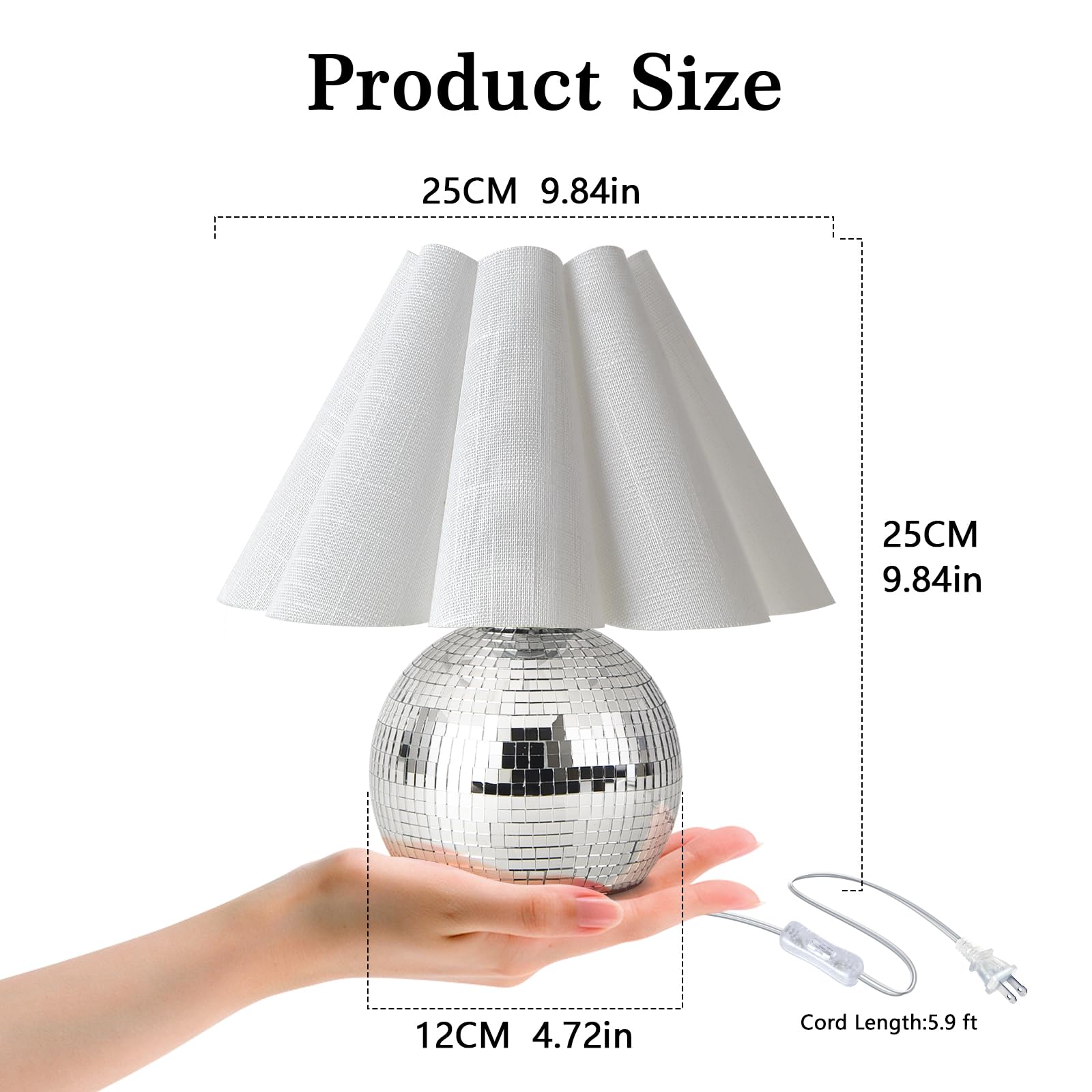 Ziqqeelam Disco Small Table Lamp For Bedroom, Funky Lamp Ball Lamps For Kitchen, Mini Table Lamps For Small Spaces With Scallope