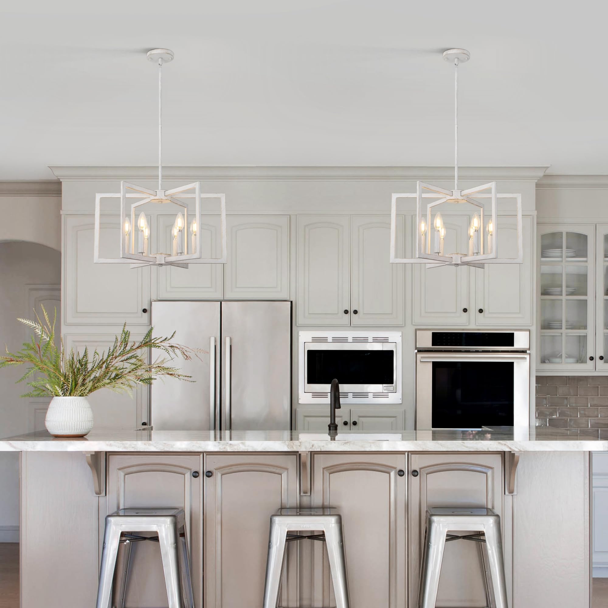 Klgxnrd 6-Light Modern Farmhouse Antique White Chandelier Light Fixture, French Country Chandeliers For Dining Room, Vintage Met