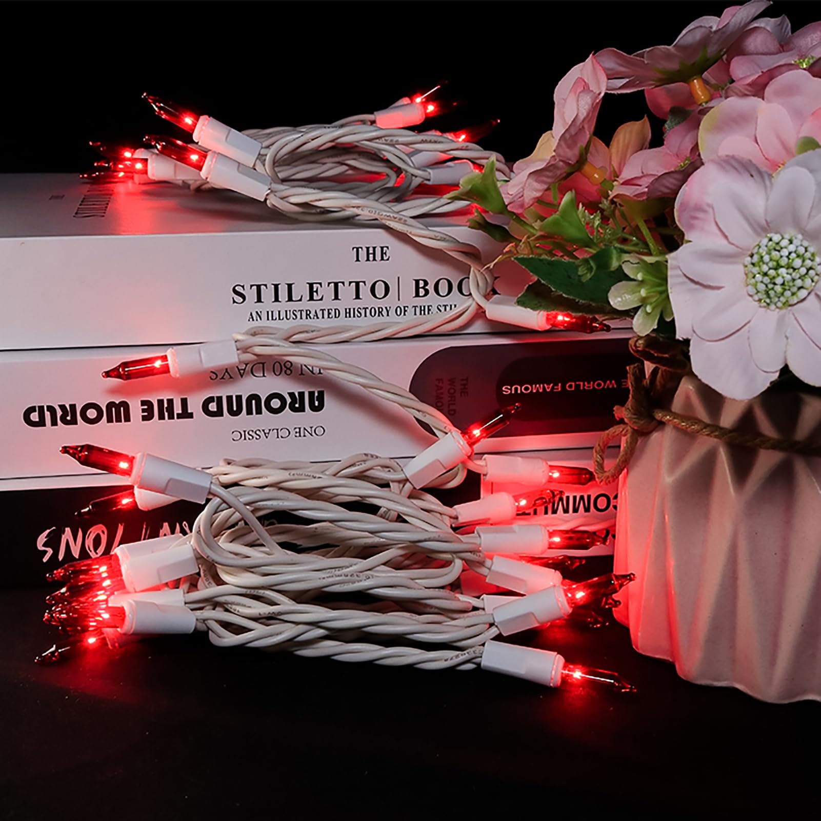 Multi-Sparking Red Christmas Lights 35 Count - Incandescent Red Mini String Lights For Indoor/Outdoor Christmas Valentines Day D