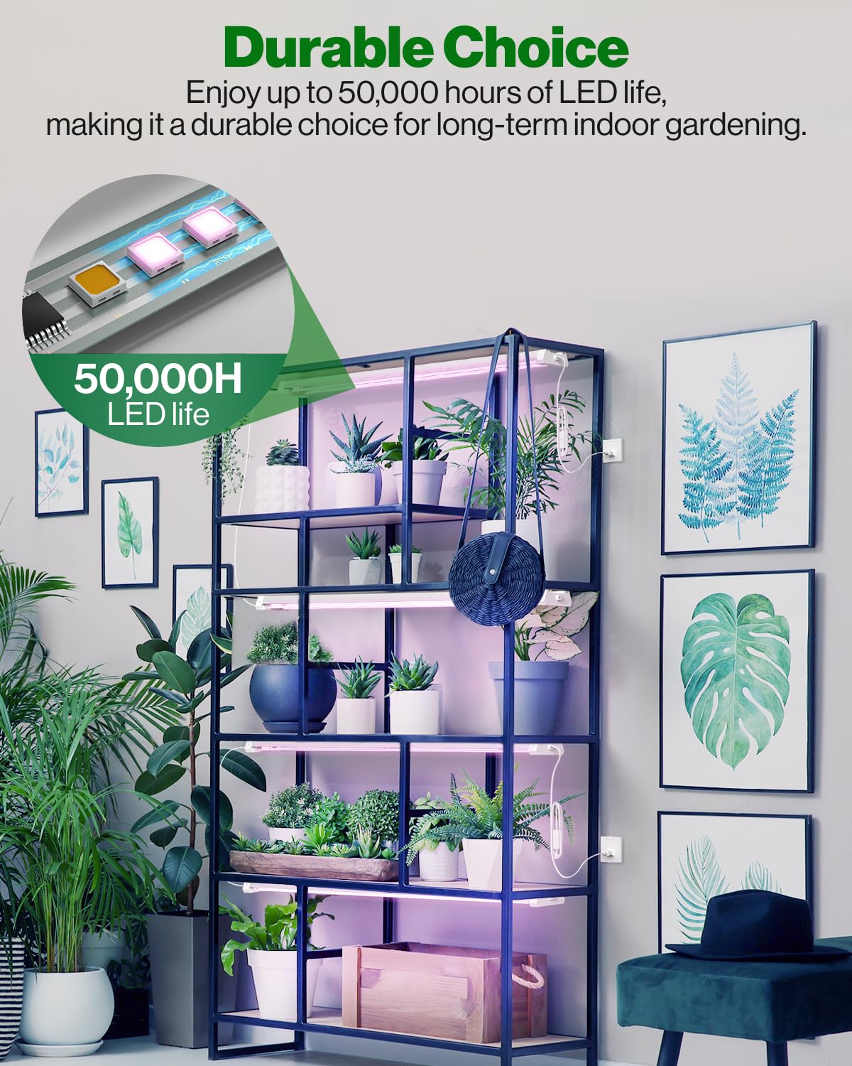 Sunco Lighting 4FT LED Grow Light, Full Spectrum, 40W, 2 Pack, Red/Blue Spectrum, Plug-in for Indoor Plants, Seedlings, Vegetables, Flowers