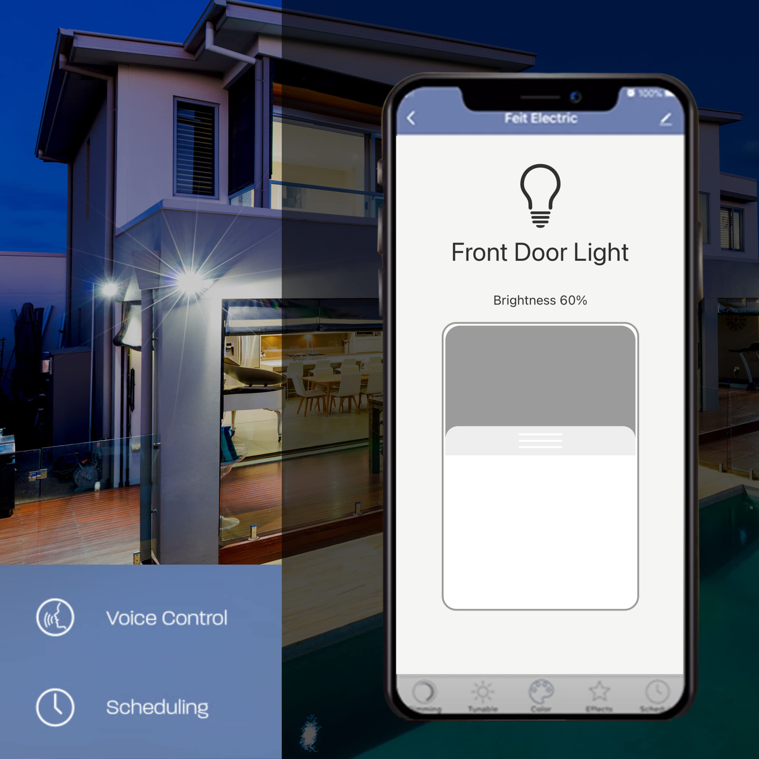 Feit Electric Smart Outdoor Flood Lights With Motion Sensor, 28W Led Wifi Security Light With Dusk To Dawn Compatible With Alexa