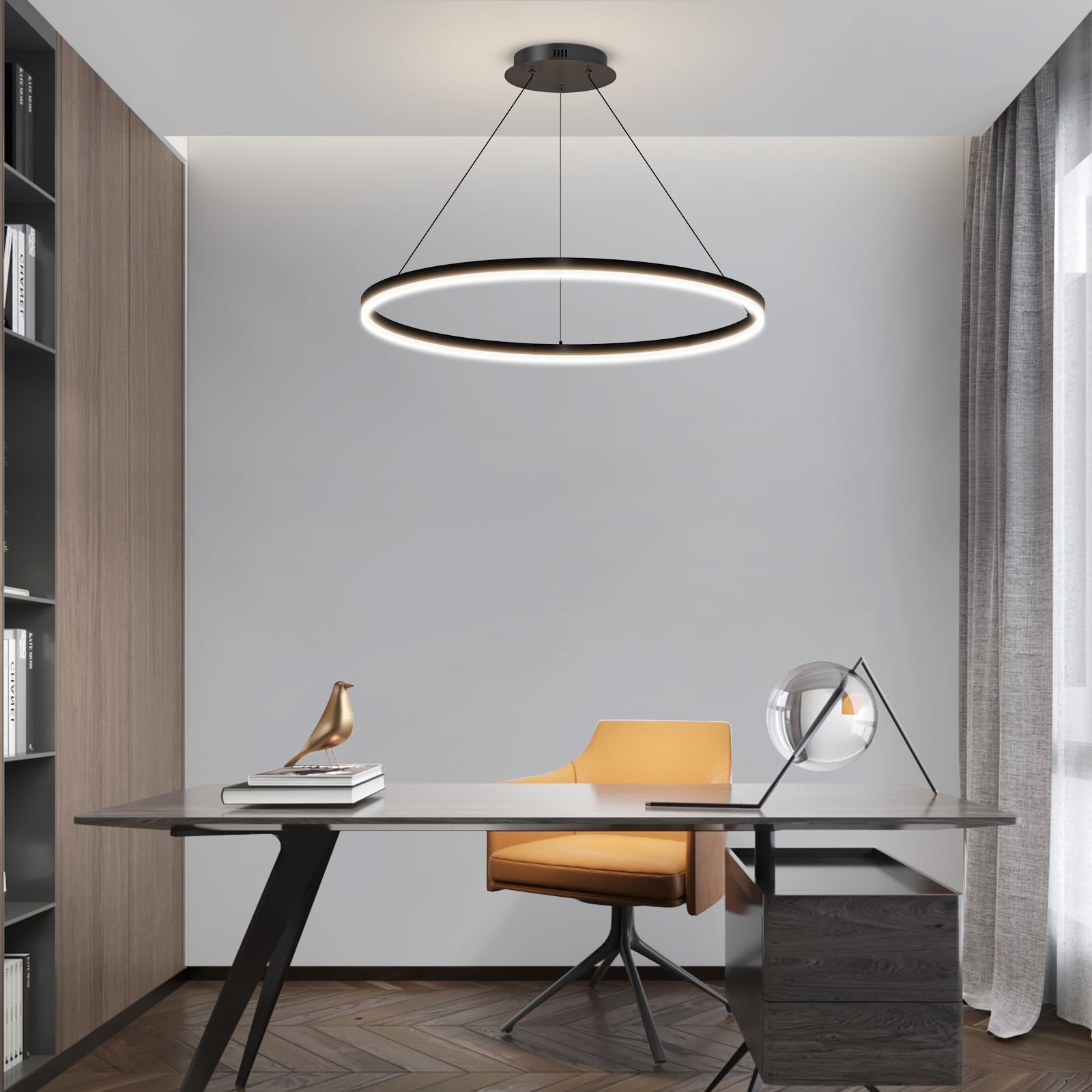Mikeru Modern Led Chandelier Light  Ceiling Pendant Light Fixtures With Remote Control 3000K-6500K Adjustable Color Temperature Light For Living Room  Bedroom  Kitchen (23.6In