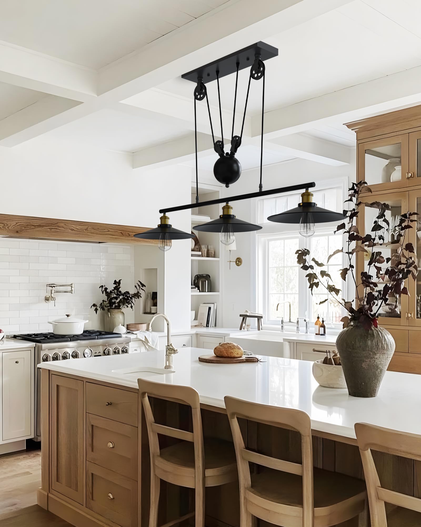 Winsoon Pendant Lights Kitchen Island: Kitchen Pendant Lighting Over Island 3 Lamps With Black Metal Shades - 3-Light Pool Table