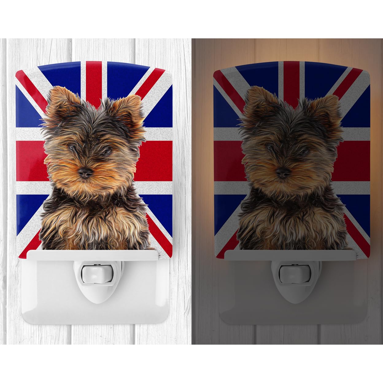 Carolines Treasures Night Light, Ceramic, Yorkie Puppy with Union Jack, 6x4x3in, Multicolor, Model KJ1167CNL