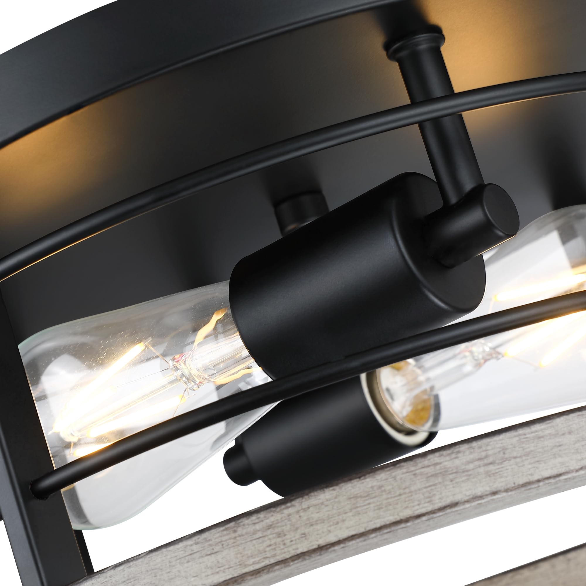 Revtronic Black Flush Mount Ceiling Light Fixture, 2-Light Modern Industrial Design For Porch & Kitchen