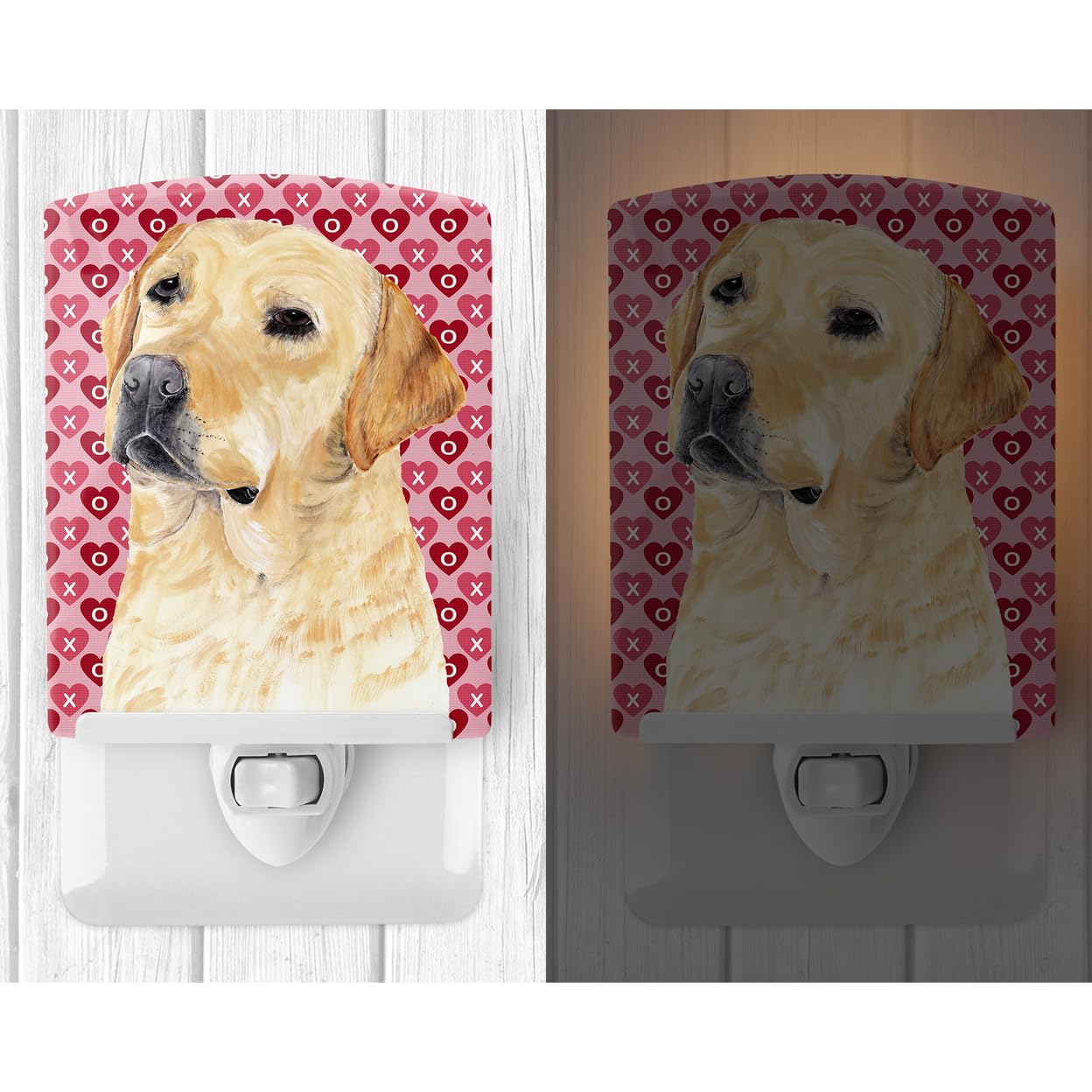 Carolines Treasures Ceramic Night Light, UL-Certified, 6x4x3 inches, Multicolor, Model SC9263CNL, Labrador Yellow Hearts Design