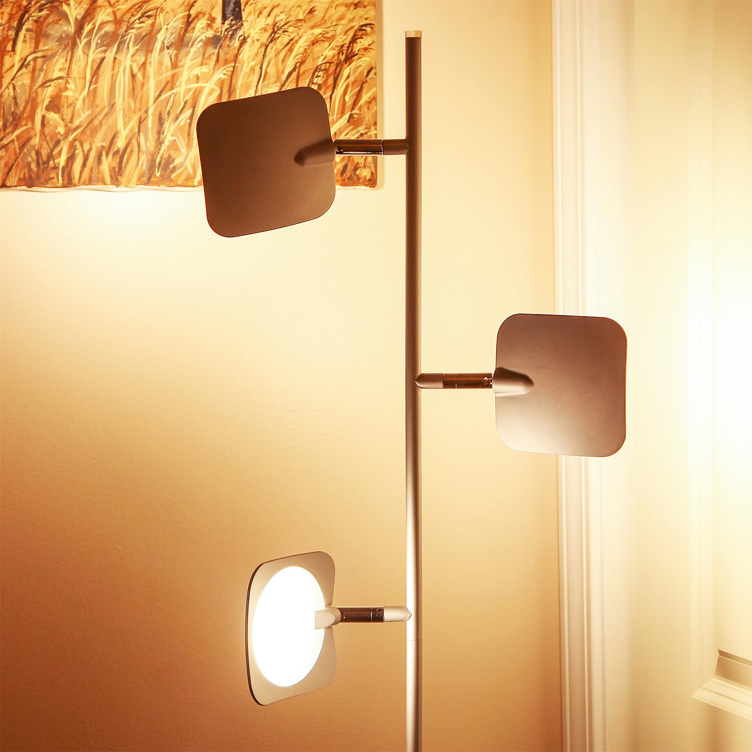 Brightech Tree Floor Lamp - Dimmable LED Spotlight, Satin Nickel, Adjustable Panels for Minimal Space Use, Model BC-TreeLED-Floor