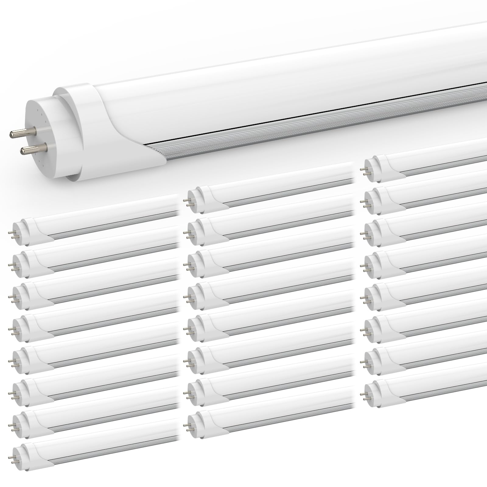Cnsunway 4Ft T8 Led Tube Lights - 18W 2400Lm 6000K  Type A+B Ballast Bypass  Single/Double-Ended Power For T8/T10/T12 Fluorescent Replacement  Plug & Play Garage/Warehouse Lighting  Frosted (25 Pack)