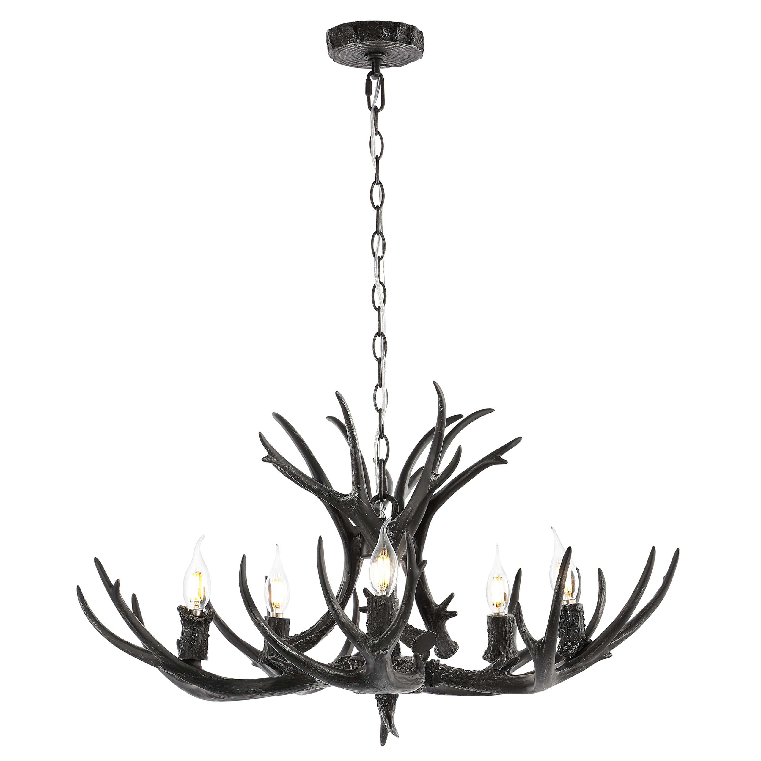 JONATHAN Y JYL6300C Eldora 30'' Adjustable Resin Antler 5-Light LED Chandelier, Glam, Rustic,Cottage,Transitional, Dimmable Dini