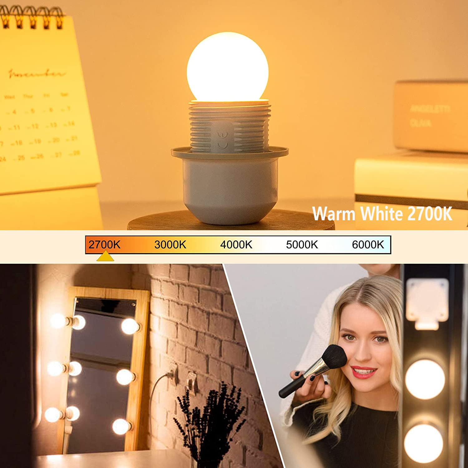 LDCHIUEN G40 LED Light Bulbs 1.5W Soft Warm White 2700K E26 Base, 150 Lumen, Frosted Glass, Pack of 6