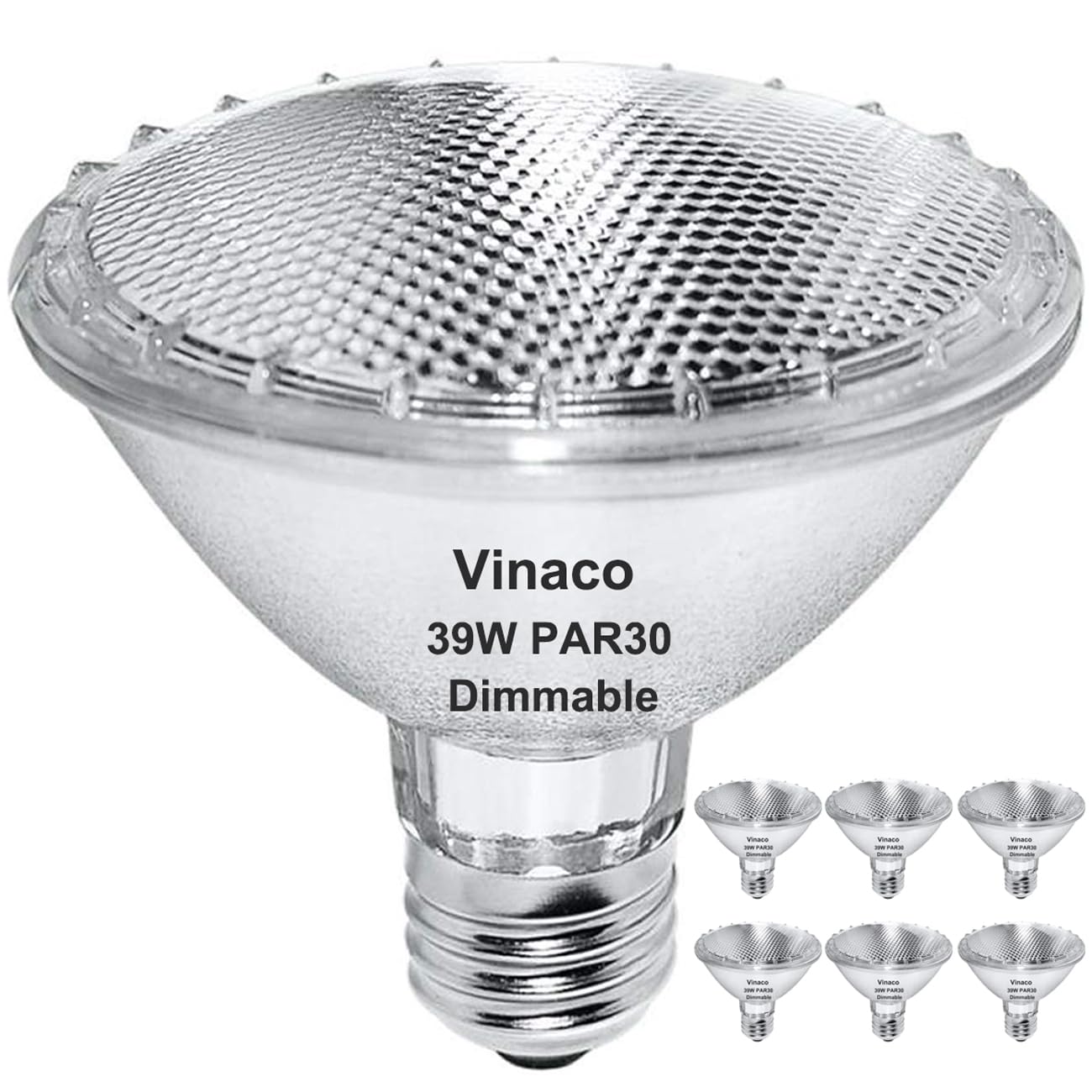 Par30 Short Neck, 6Pcs Par30 39W 120V Halogen Light Bulbs, Dimmable. Premium Quality For Long Lasting Life, E26 Base, 3000K Warm