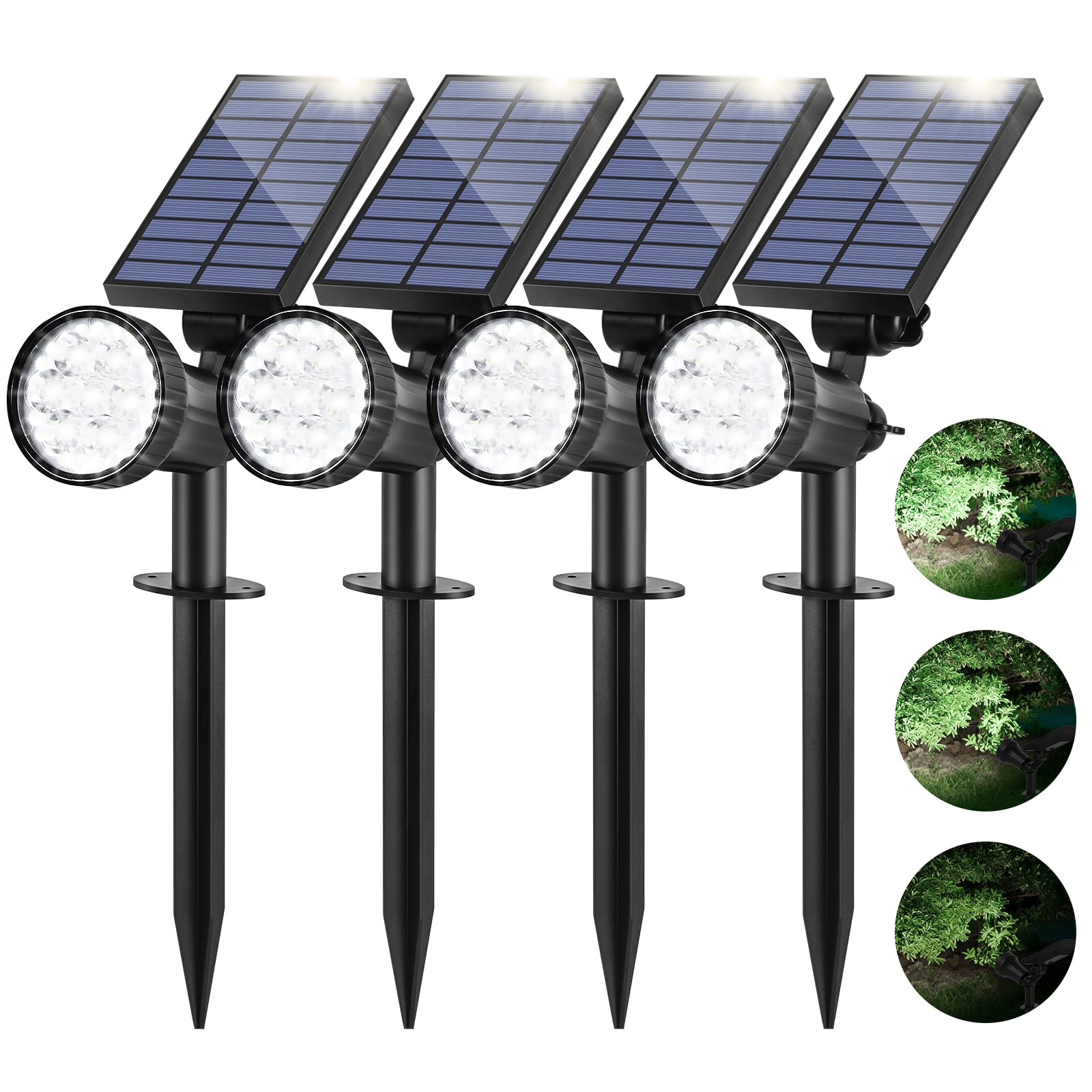 4-Pack Solar Spot Lights For Outside  30Leds Solar-Powered Lights Outdoor With 3 Modes  Landscape Lighting Waterproof  Spotlights Auto On/Off For Garden Pool Tree Pathway Wall Driveway(Cool White)