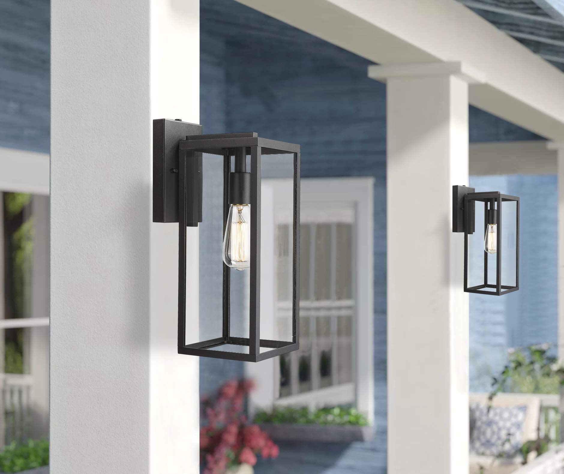 Bestshared Outdoor Wall Lantern, 15in 1-Light Sconce, Metal, Black, 1 Pack, Model 4176