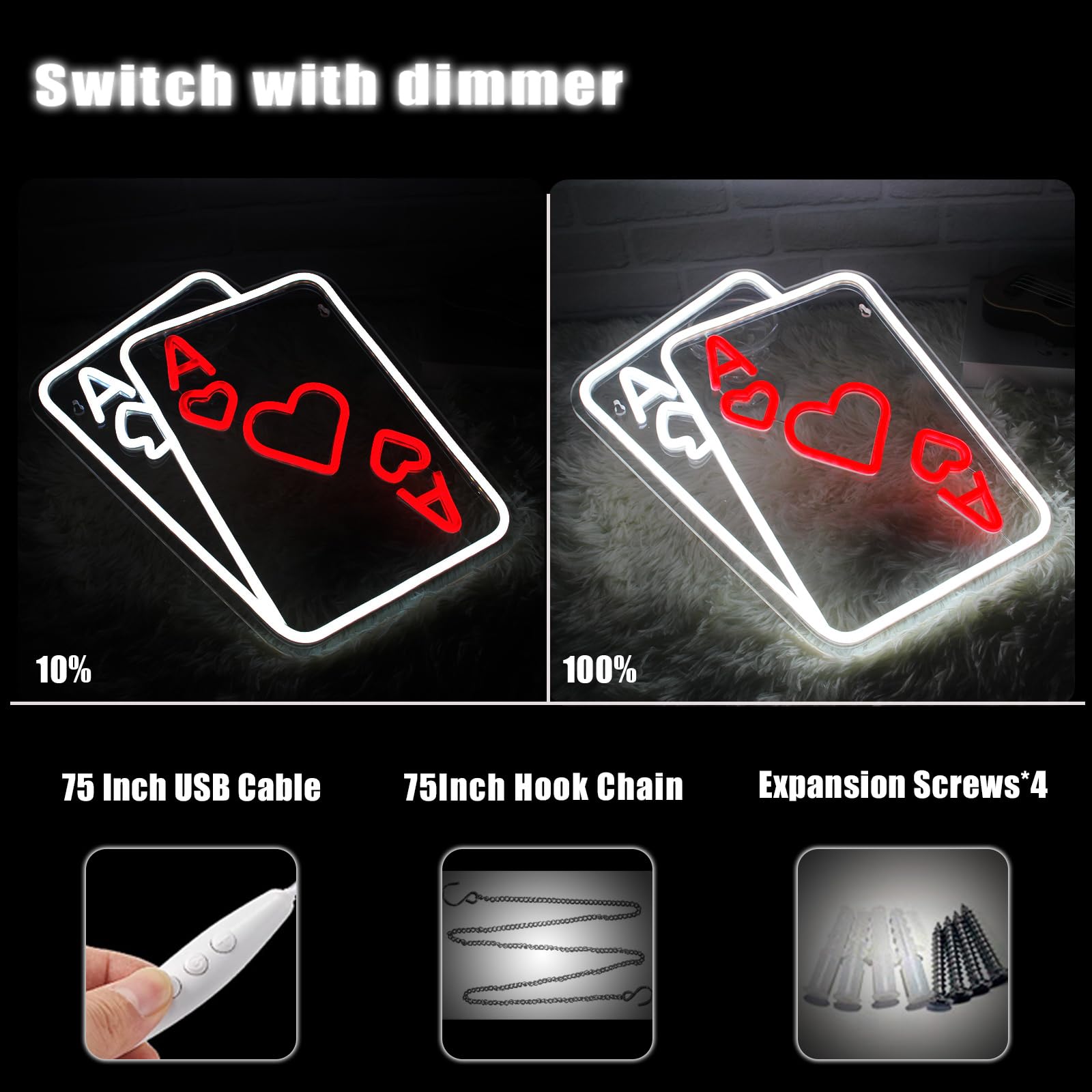 LeDigPig LED Neon Sign for Wall Decor, board-style-Red Acrylic, Dimmable, Model StaryLightz-board-style