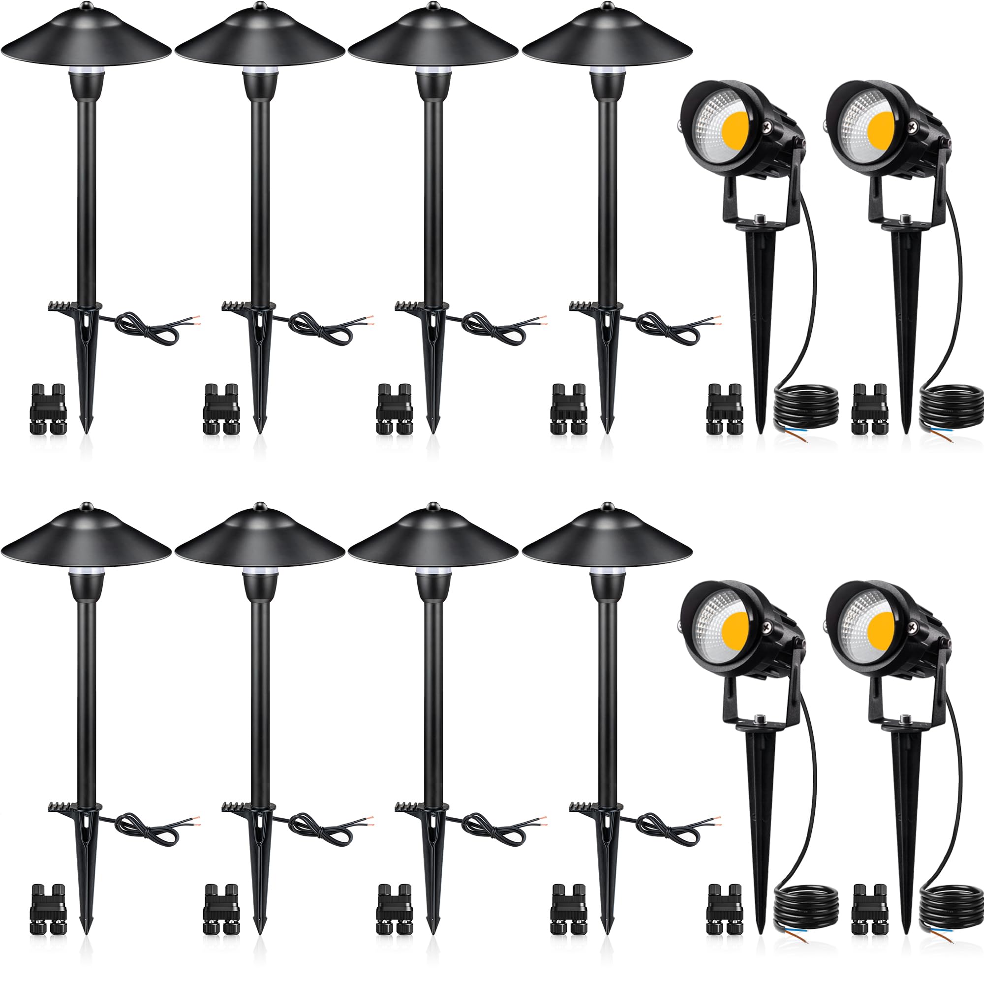 SUNVIE LED Landscape Lights, Low Voltage Aluminum Pathway Lights, Waterproof, 12 Pack, Black, Model 2741e82b-6472-47a0-998f-fbef