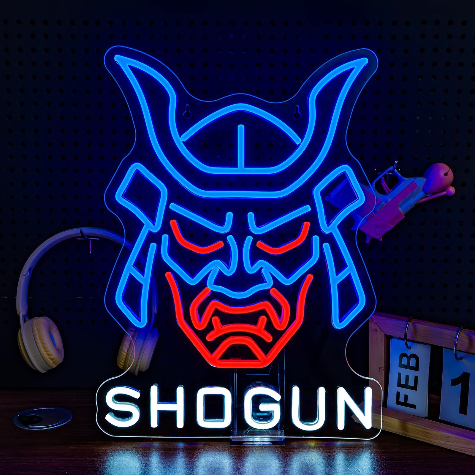 NXYX Japanese Anime Mask LED Neon Sign Light for Gamer Room Bar Tattoo Studio Wall Decor Mask Hannya Neon Sign for Boys Bedroom 