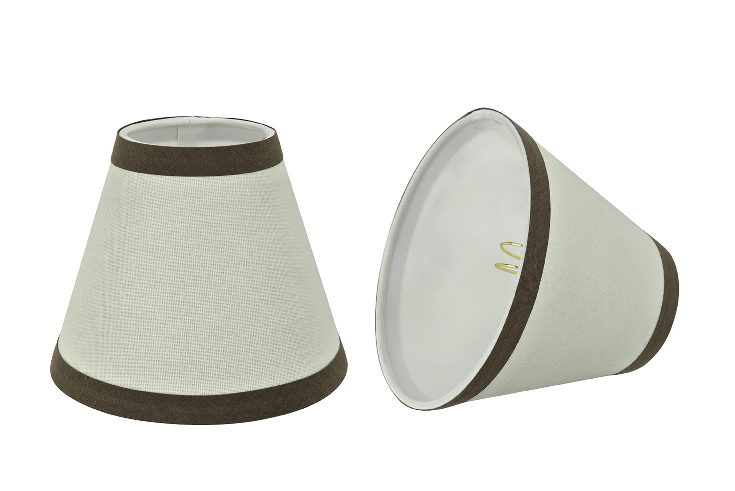 Aspen Creative 32043-2A Small Hardback Empire Shape Chandelier Clip-On Lamp Shade Set (2 Pack), Transitional Design in Off-White, 6&quot; bottom width (3&quot; x 6&quot; x 5&quot;)