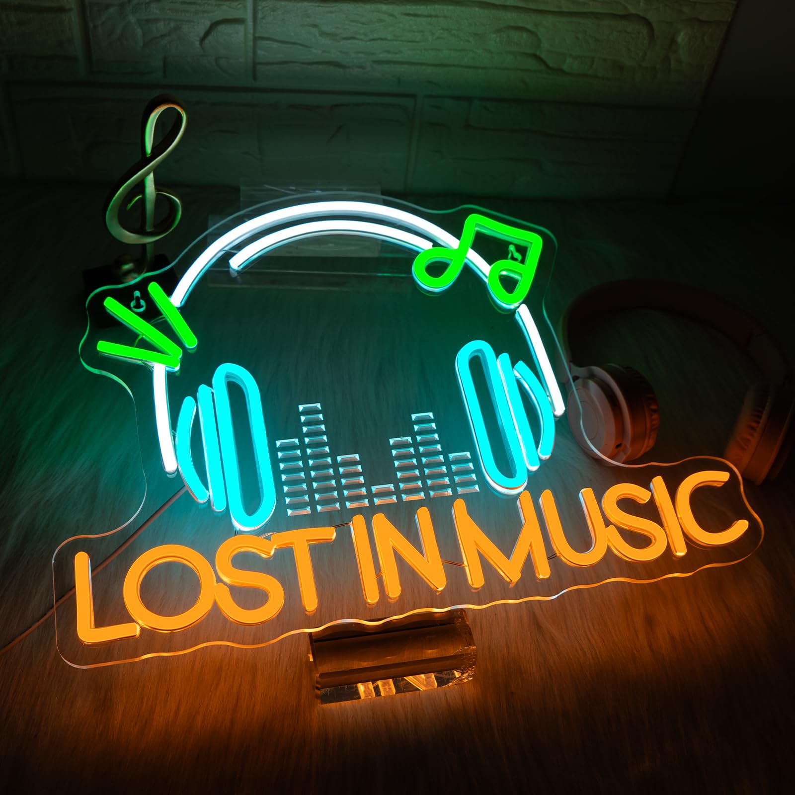 Looklight Live Music Neon Sign Lost In Music Neon Signs For Wall Decor Led Lights For Studio Disco Party Karaoke Bar Club Pub Rock And Roll Bedroom Decorations Gifts