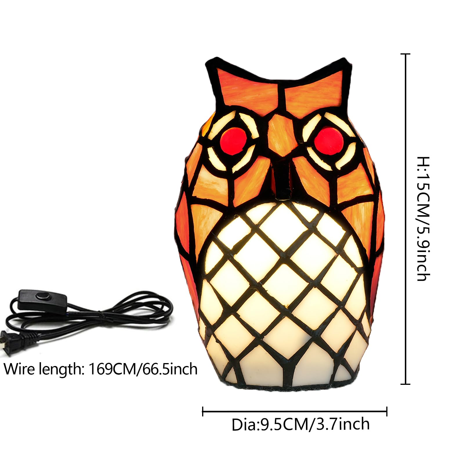 Kiphepi Tiffany Lamp Stained Glass Lamp Small Bedside Table Lamps For Living Room Home Decor Girls Women Birthday Halloween Christmas Thanksgiving Day Gift Owl