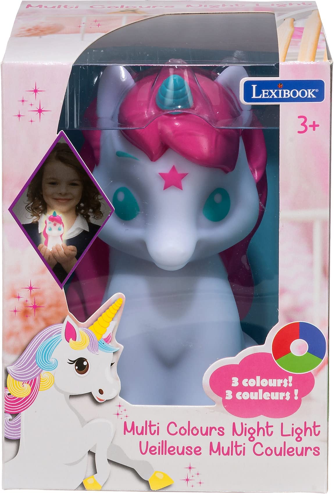 Lexibook - Color Nightlight for Childrens Room, Colour Change, Smooth Light, Battery Included, White, NLJ01UNI