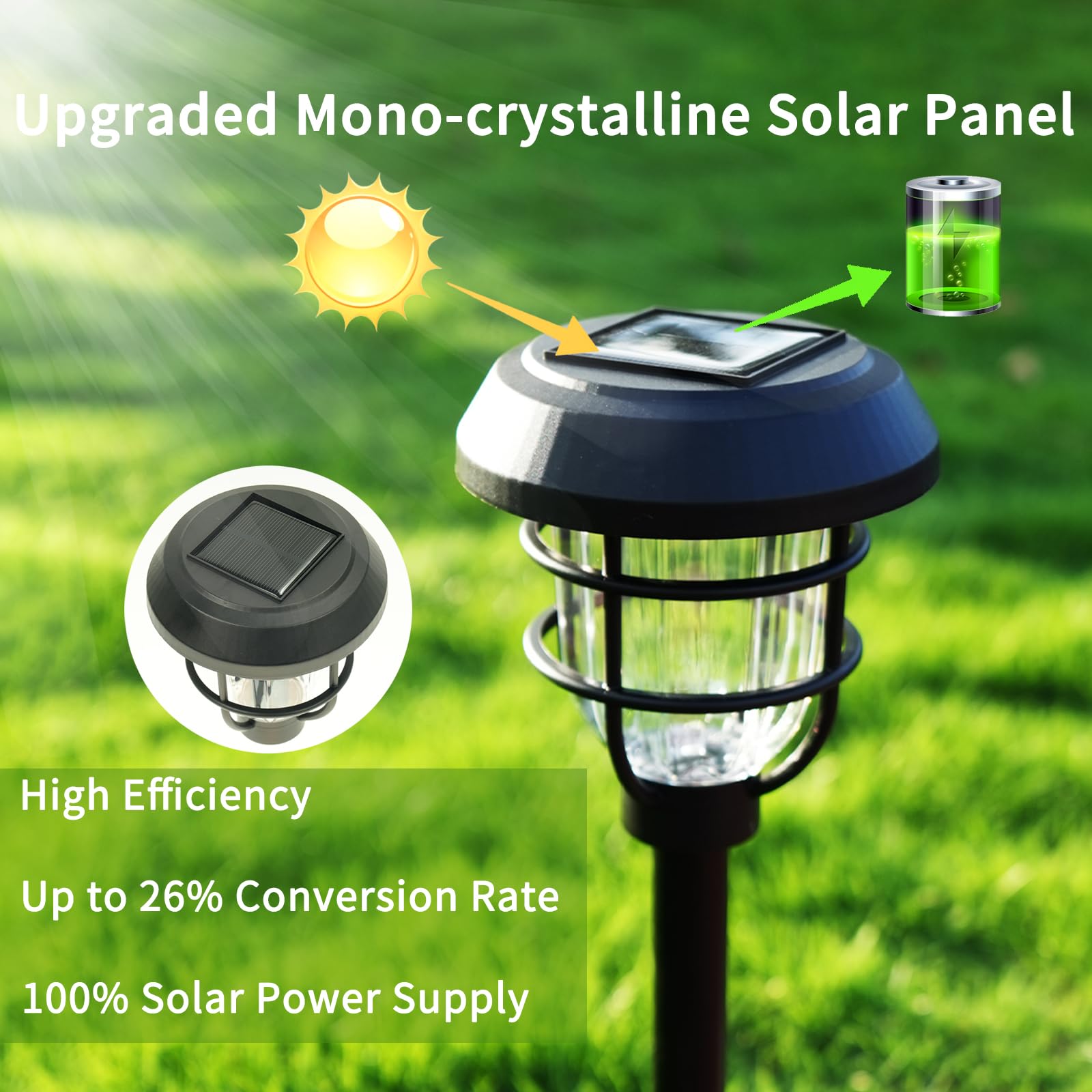 Solar Pathway Lights Outdoor 8 Pack, Upgraded Bright 10Lm Led, Solar Lights Outdoor Waterproof Ip65, Up To 12Hrs, Auto On/Off, S