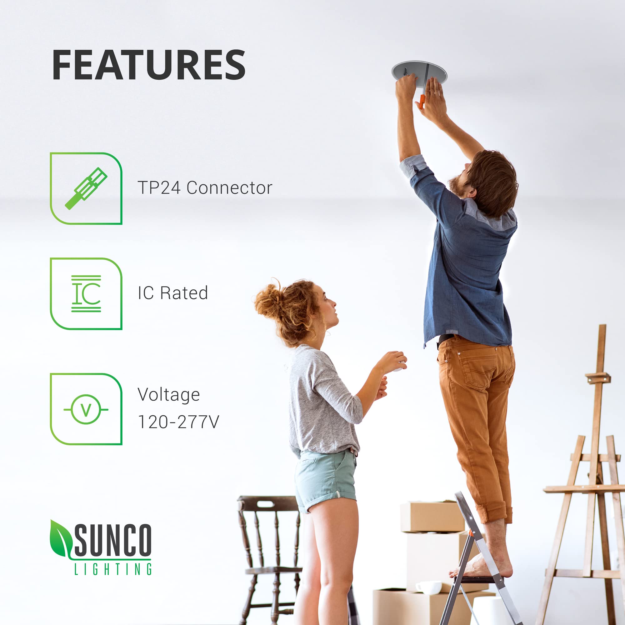 Sunco 12 Pack 4 Inch Can Lights - Metal Recessed Lighting Housing, IC Rated, Air Tight, UL Listed, Easy Install, 120-277V, TP24 Connector