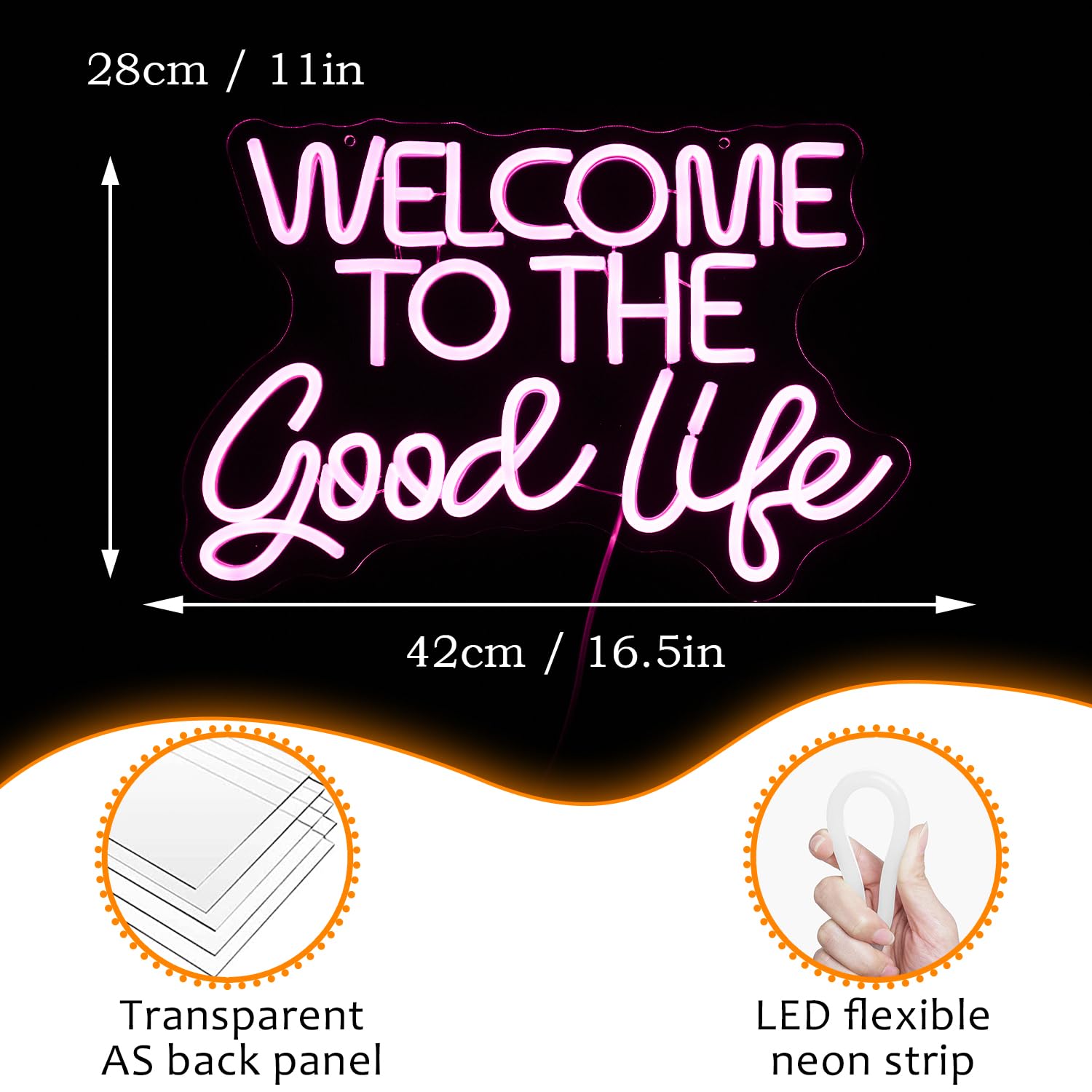 LISIGNVE Neon Sign LED Light - Dimmable Acrylic Wall Decor - 16.5inx11in - Pink - Ideal for Bedroom, Kids Room, Birthday Parties, Bar