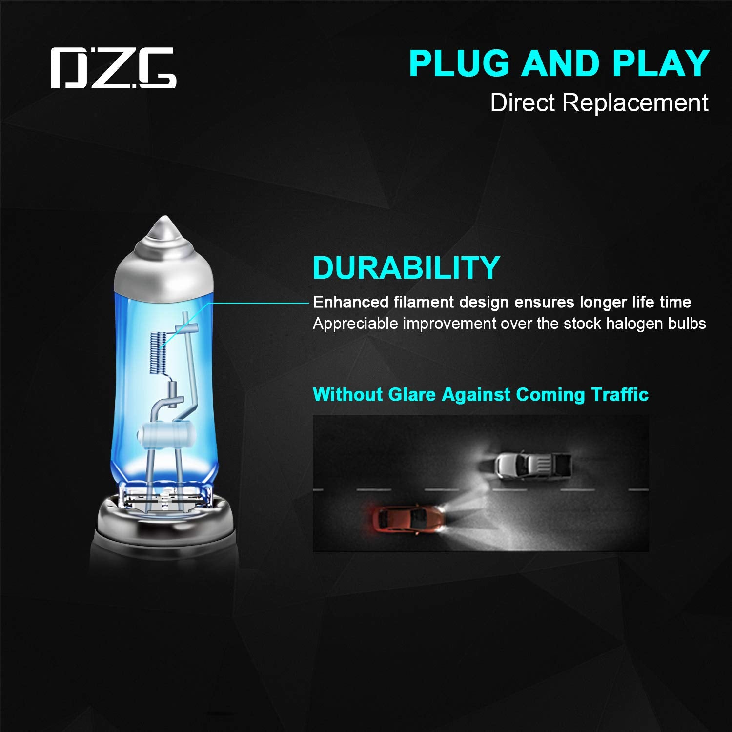 DZG H8 Halogen Headlight Bulbs 35W PGJ19-1 5500K Warm White, High Low Beam, Pack of 2, H8 Size, Blue Color