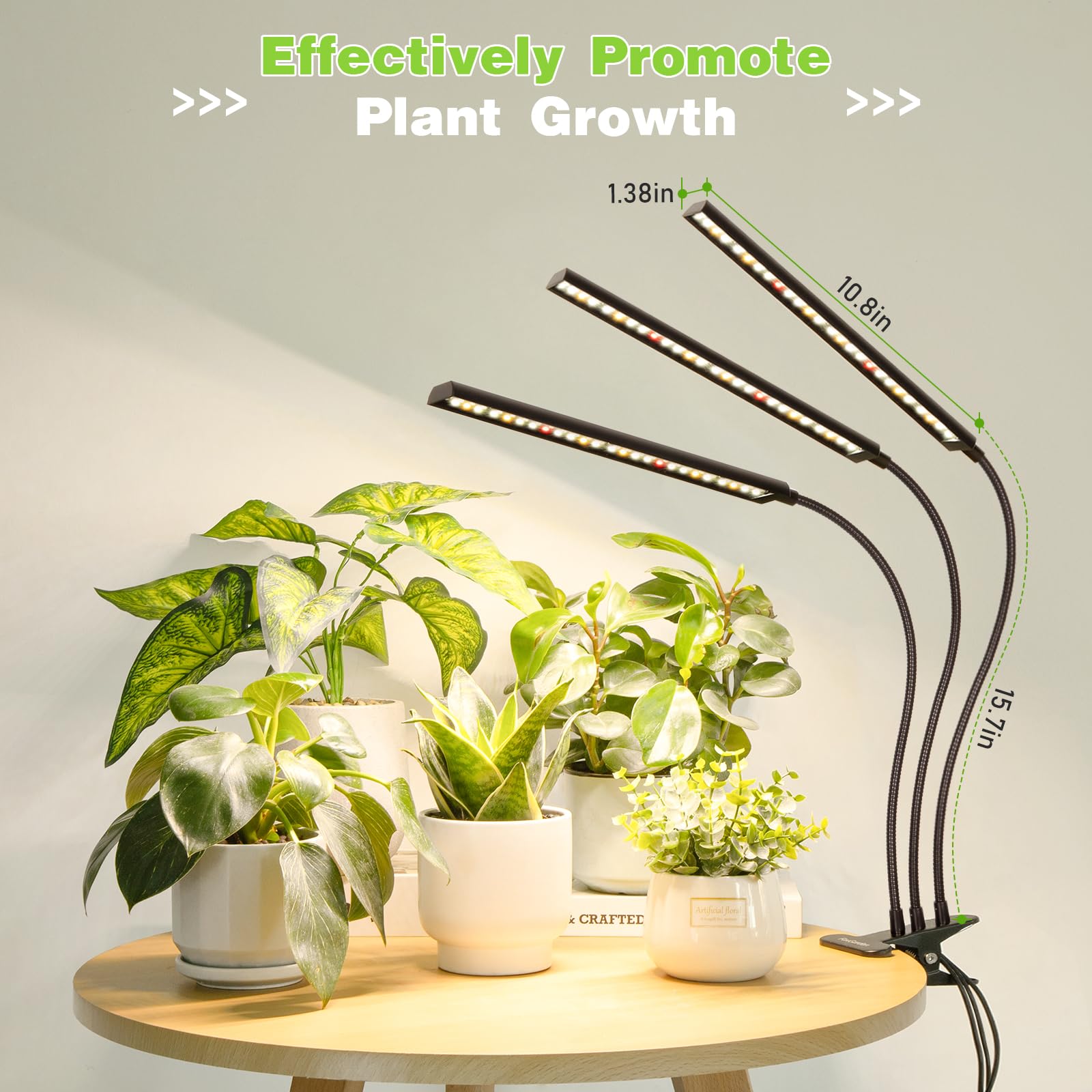Foxgarden® Grow Lights Full Spectrum, Tri-Head Plant Lights For Indoor Growing With Flexible Gooseneck, 156 Leds Clip Grow Lamp With 4/8/12H Timer, 4 Brightness Levels, Ideal For Indoor Growth