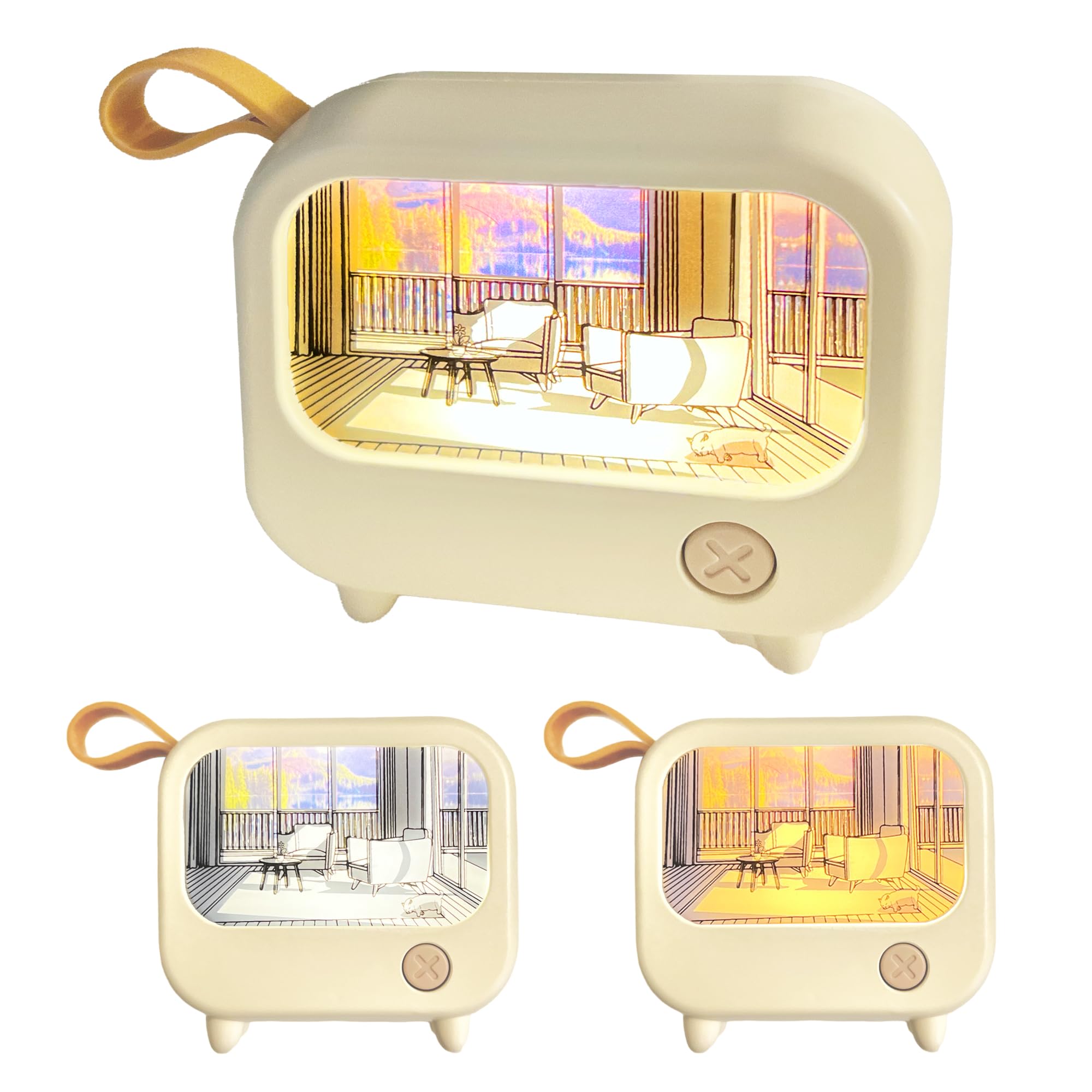 Leafre Mini Painting Night Light- Yellow | 2 Color Mode | Portable & Rechargeable | 1 Button Easy-to-Use Control | Portable Nigh
