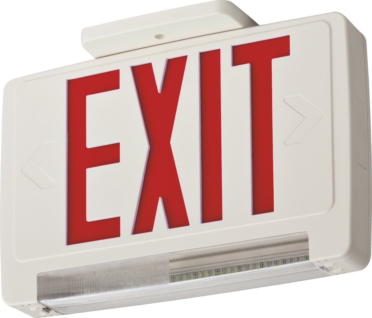 Lithonia Lighting Ecbr M6 Led Exit And Emergency Light Bar Combo Fixture With Back Up Battery, 3 Watts, Damp Listed, Red Letters