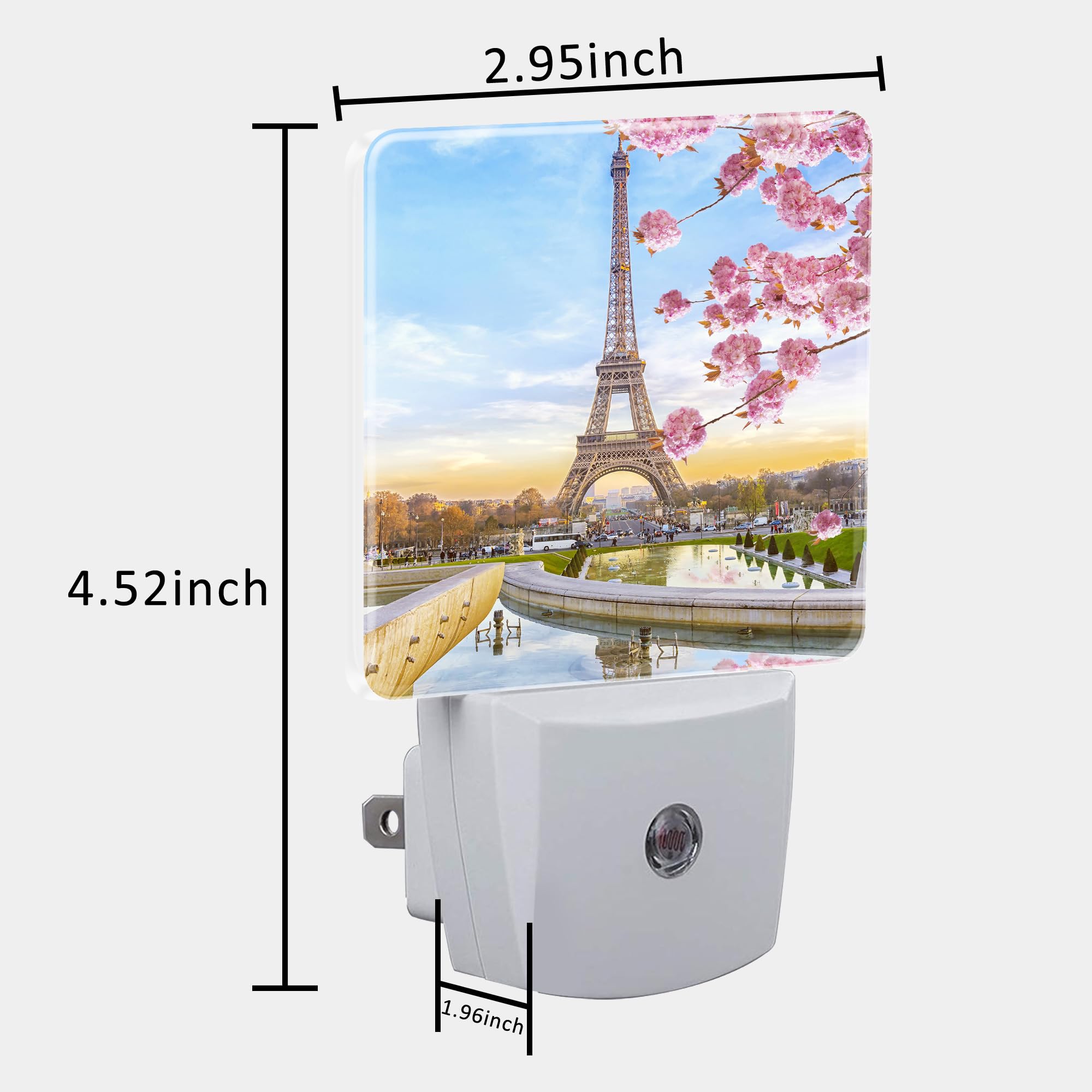 Uiaoiais Plug In Night Lights Eiffel Tower In Spring Nightlight Plug Into Wall Dusk To Dawn Sensor Led Night Light For Kid Girls