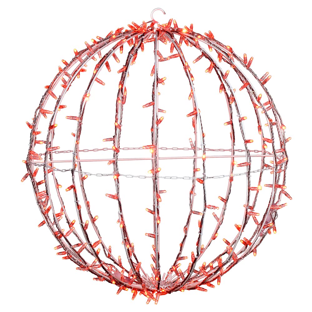 Vickerman Jumbo Hanging Sphere 20in Orange LED with White Frame, Model X20LED08