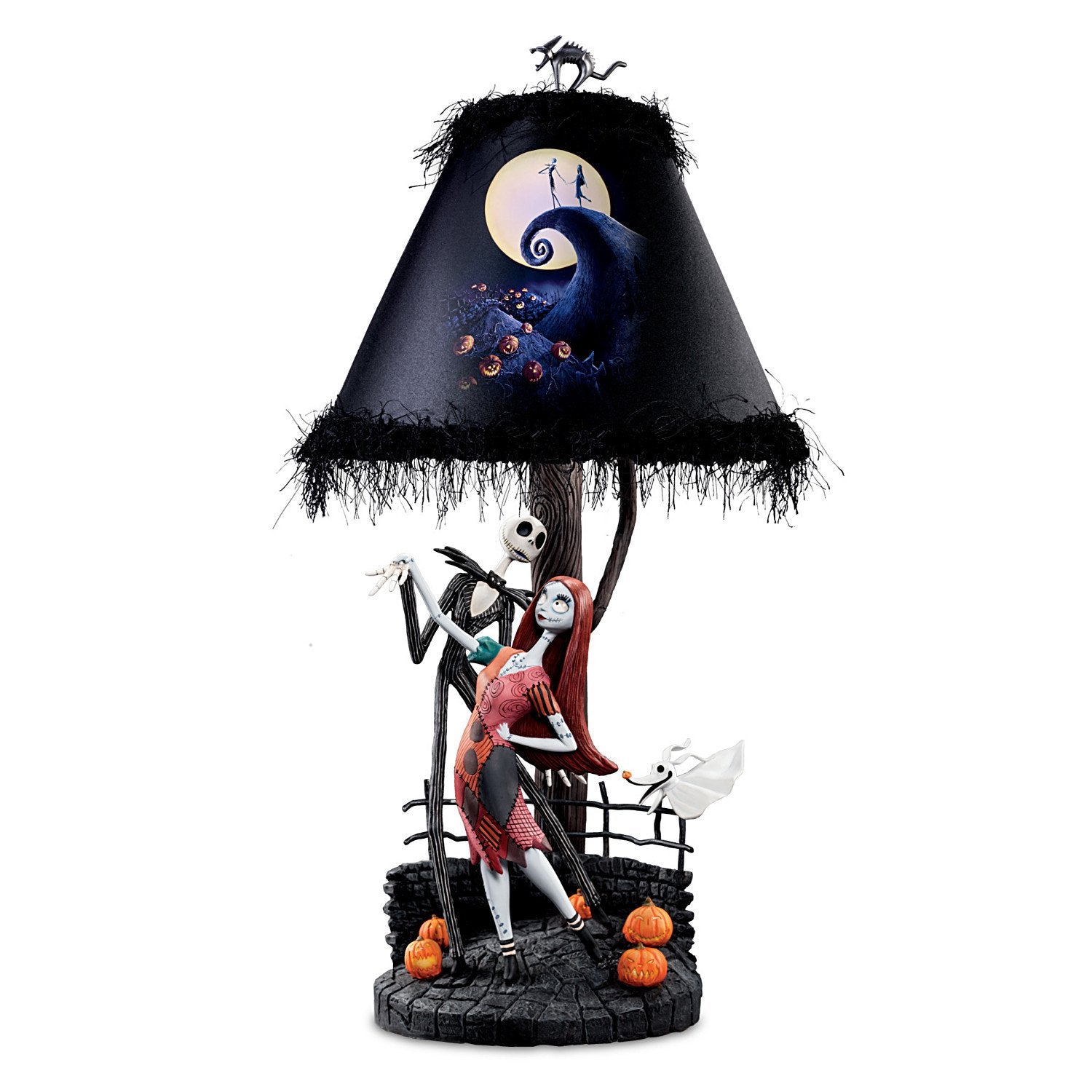 The Bradford Exchange Disney The Nightmare Before Christmas Moonlight Table Lamp  Jack and Sally Design  20 inches  Blue Light