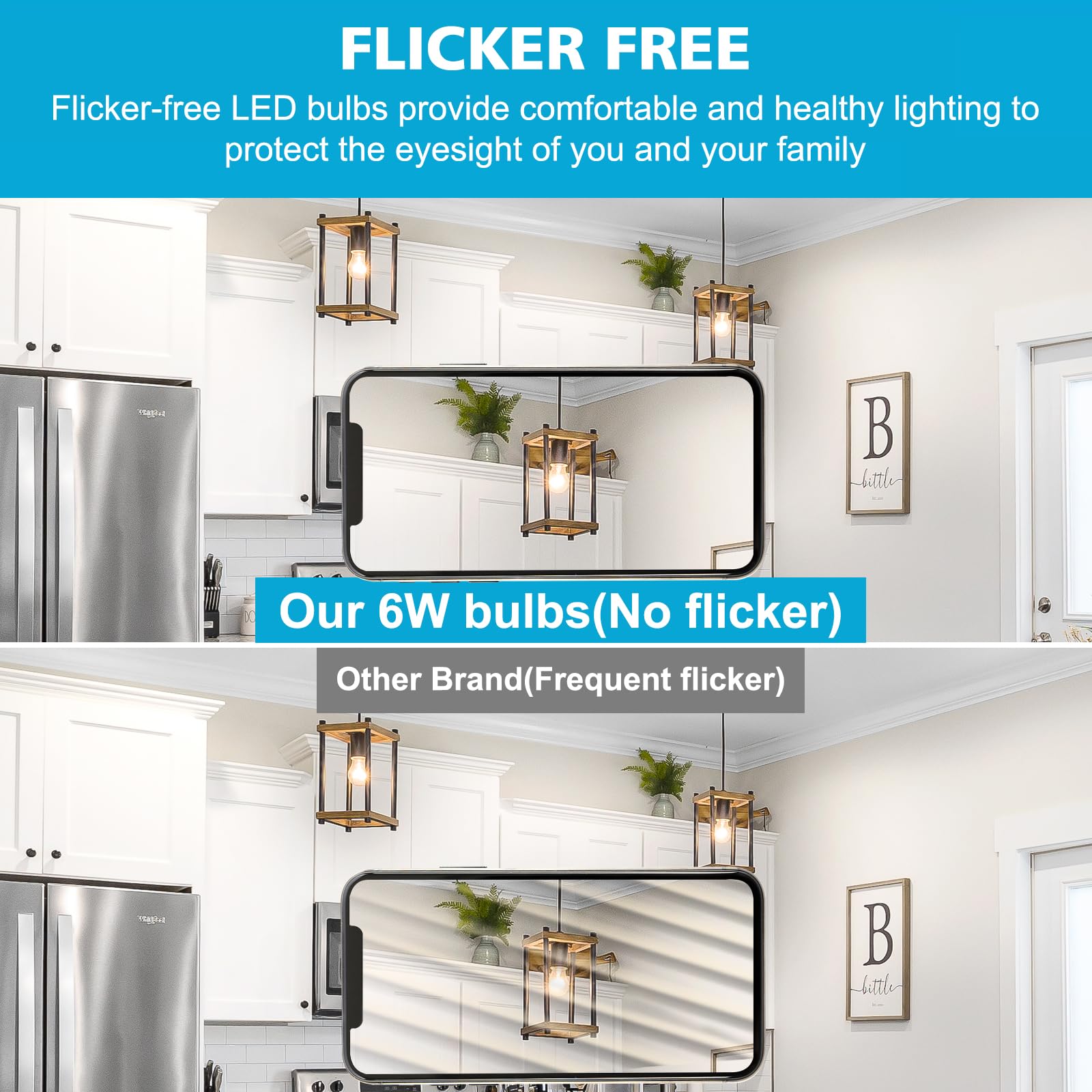 Ascher LED Filament Light Bulbs, 60W Equivalent, Warm White 2700K, Glass, 6-Pack