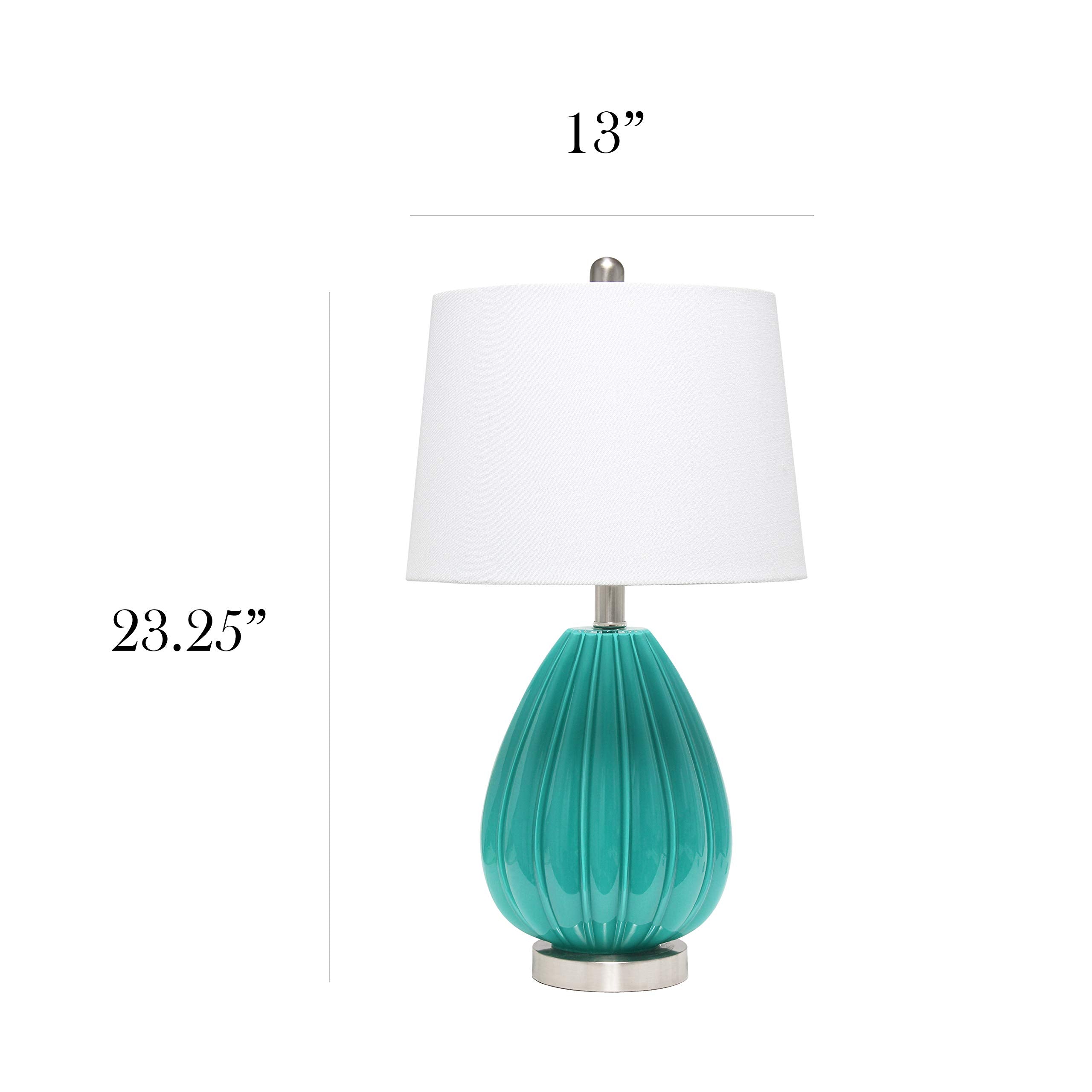 Elegant Designs Teal Table Lamp, Fabric Shade, Model LT3320-TEL, Glass Material