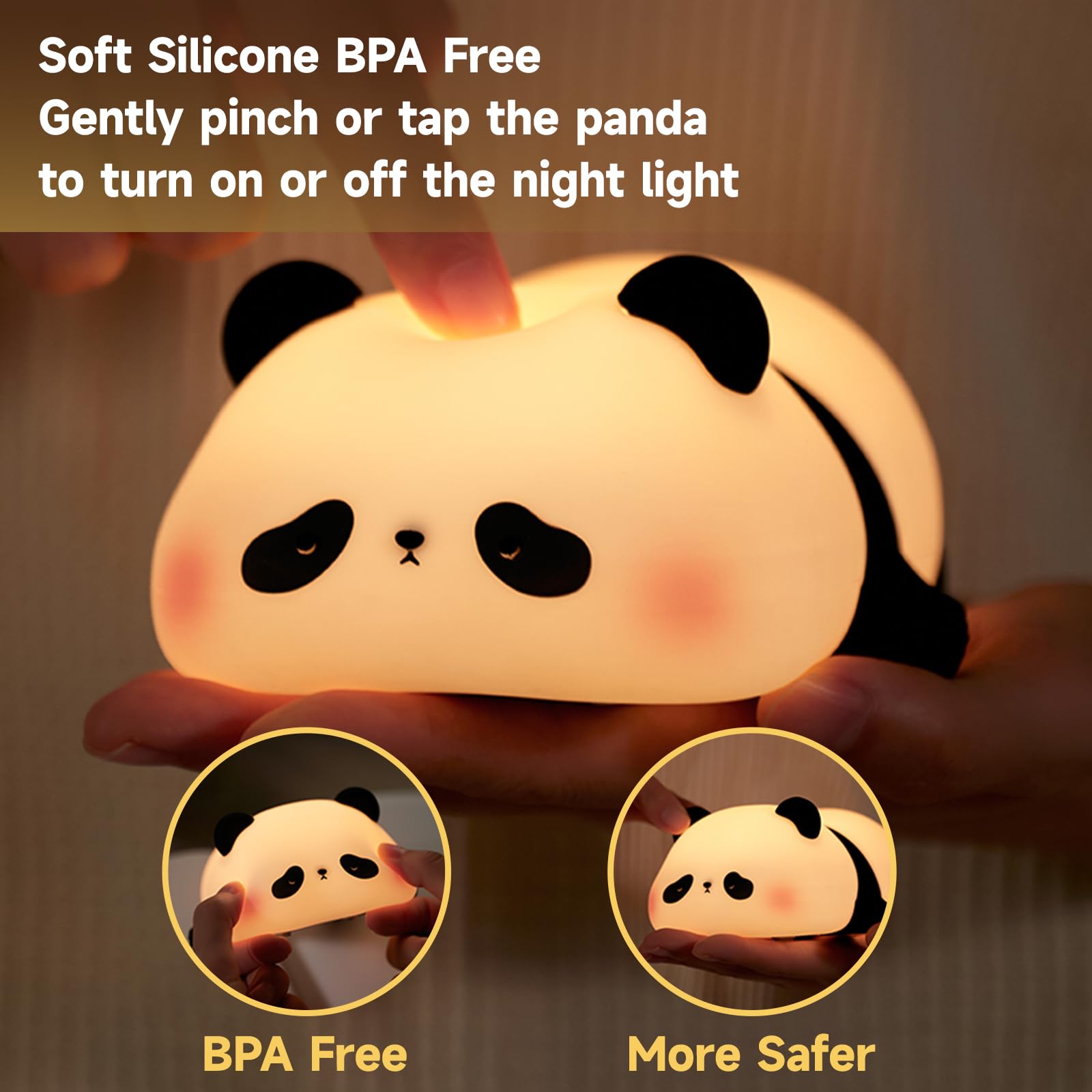 ATCTBOGFS Animal Night Light, LED Squishy Panda Lamp for Kids, Nursery Decor, Model Panda001