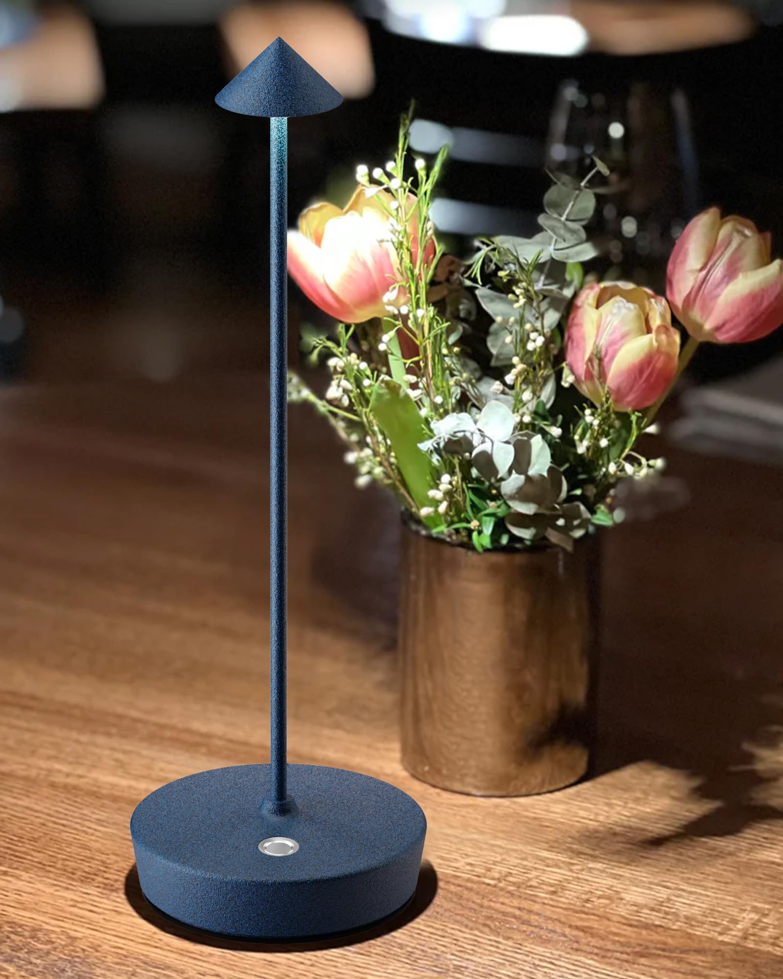 SHANGCAI Cordless LED Table Lamp, 6000mAh Rechargeable, Waterproof, Touch Dimmable, Blue, Model SC-X12-Blue