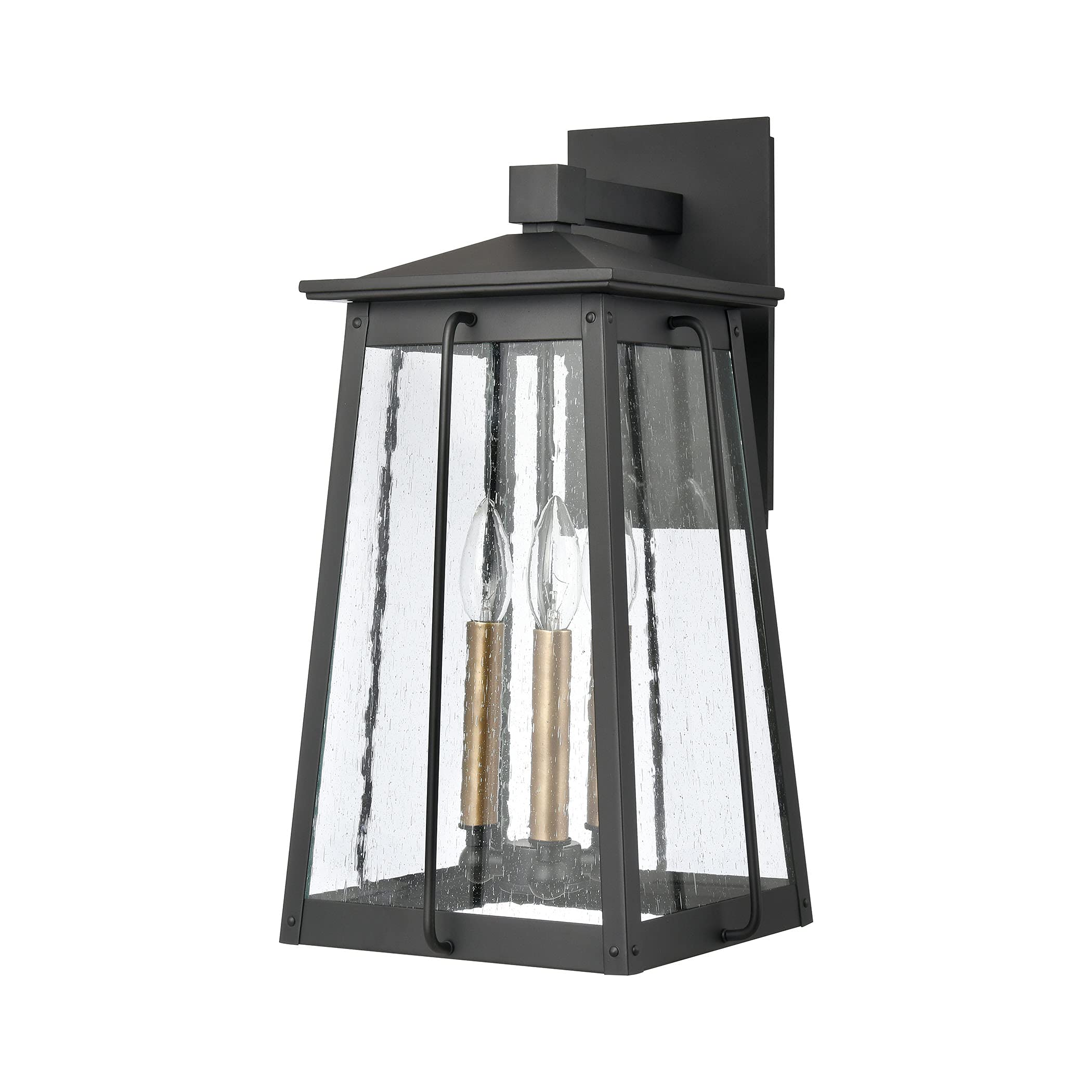 Elk Home Kirkdale 19" 3-Light Outdoor Sconce, Matte Black Aluminum Wall Light