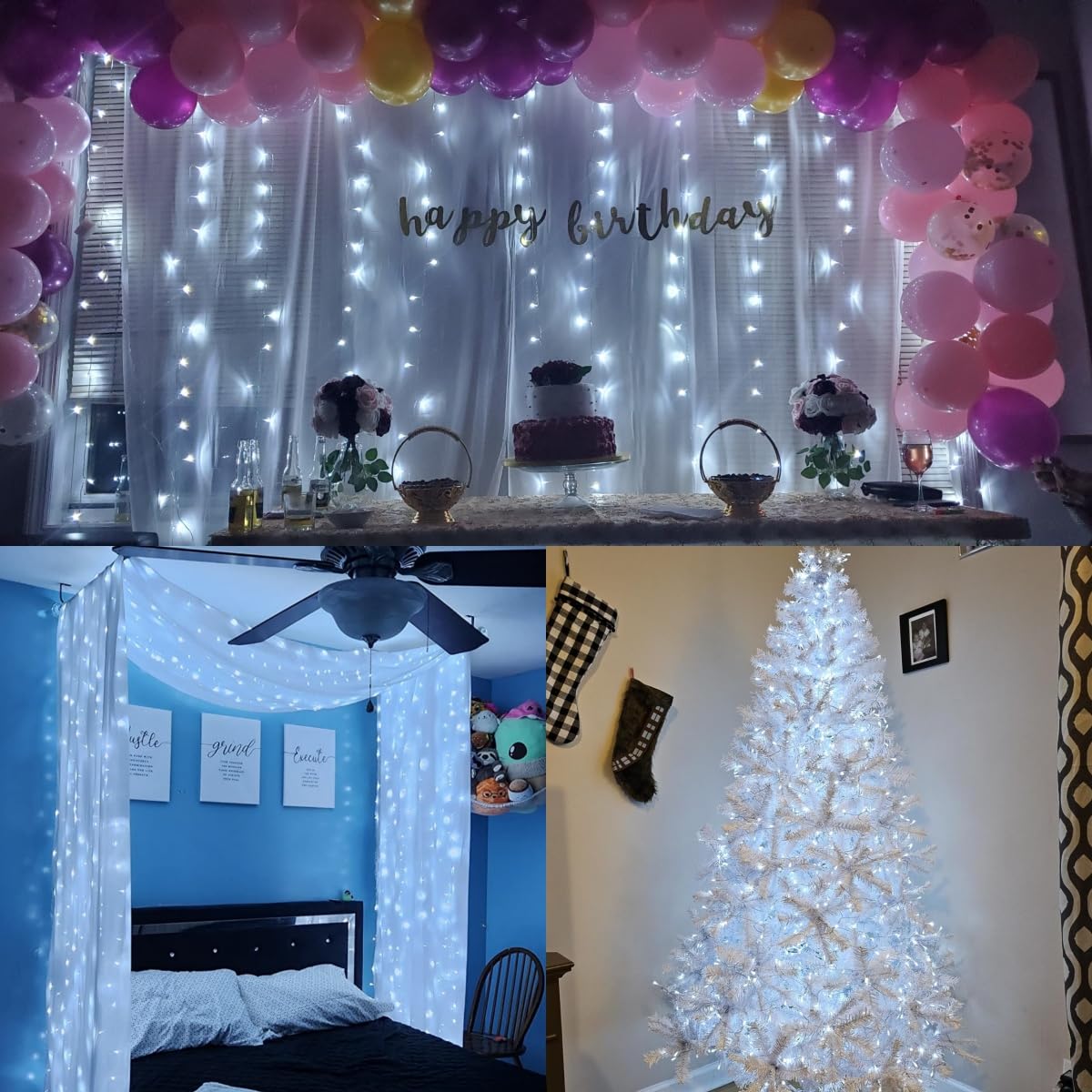 Yeguo 165Ft 500 Led White Christmas Lights Outdoor Waterproof, Clear Wire String Lights Indoor, Twinkle Tree Lights Plug In With