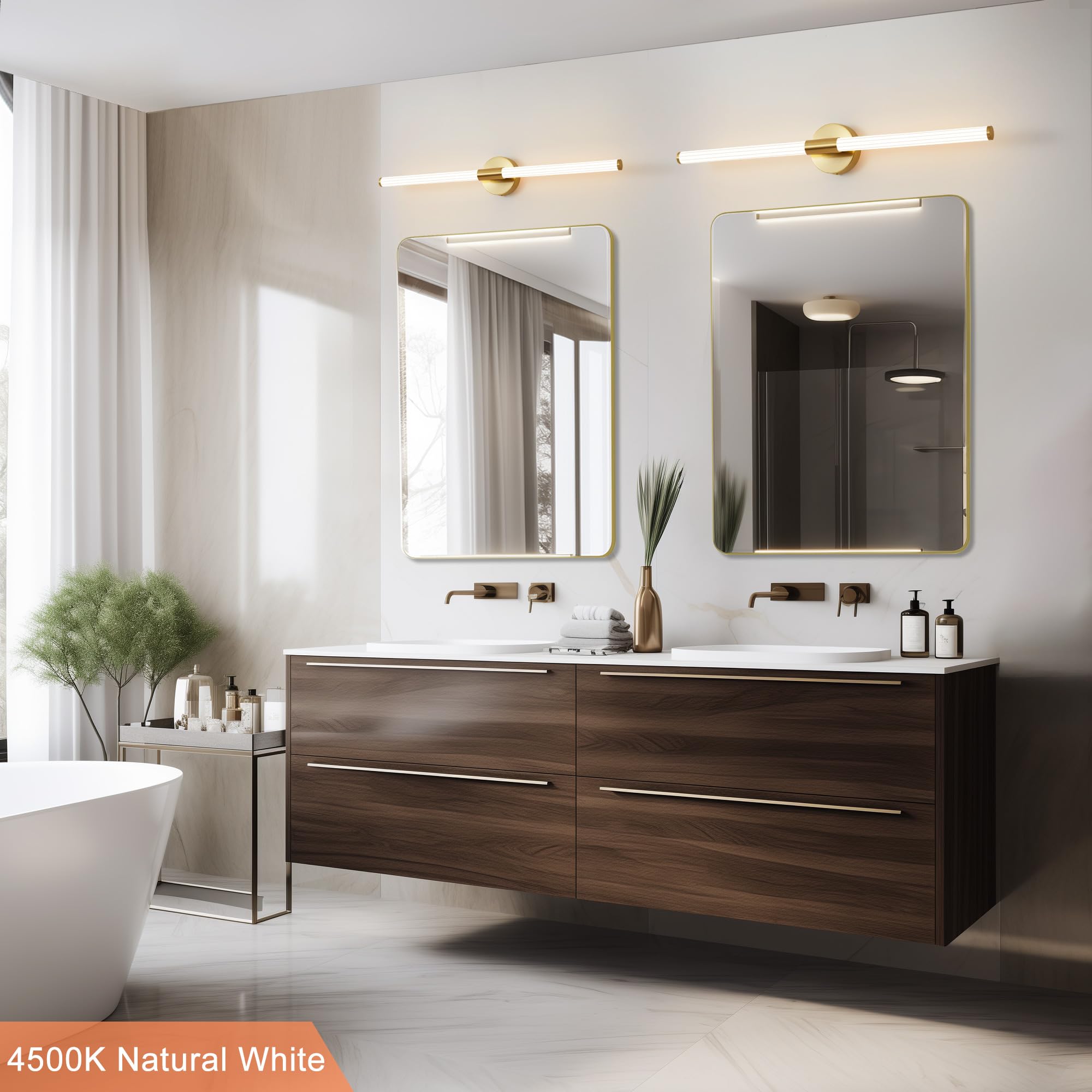Gednbo Glod Wall Sconces Set Of 2 Hardwired  Dimmable 5Cct Led Bathroom Light Fixtures Over Mirror  360 Full Lighting 31 Long Vanity Light Bar Modern Wall Sconce For Bathroom Bedroom Living Room