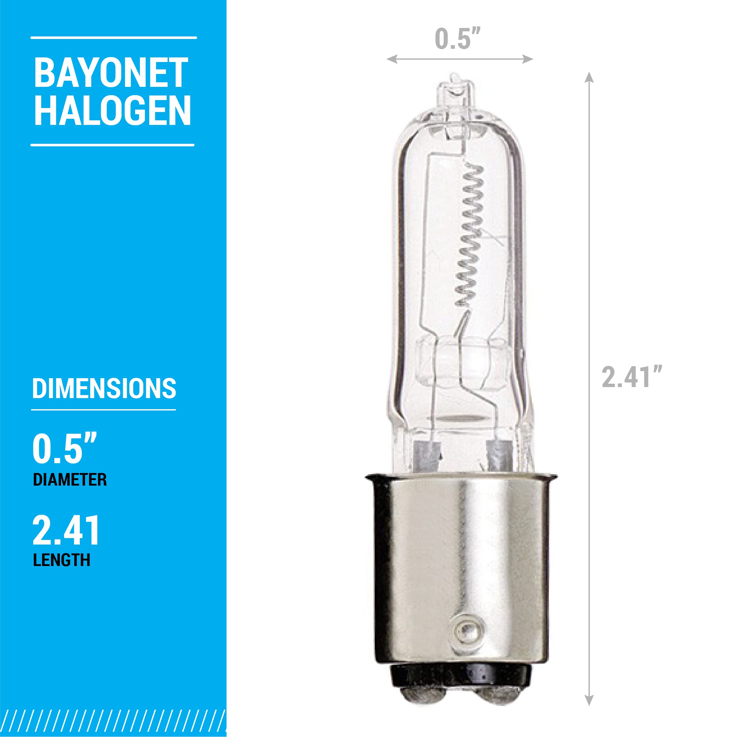 Kor (Pack Of 10) Q100Cl/Dc - 120-Volt - Halogen Jd Type T4 - Ba15D - Dc Bayonet Base - 100-Watt - Clear Light Bulbs