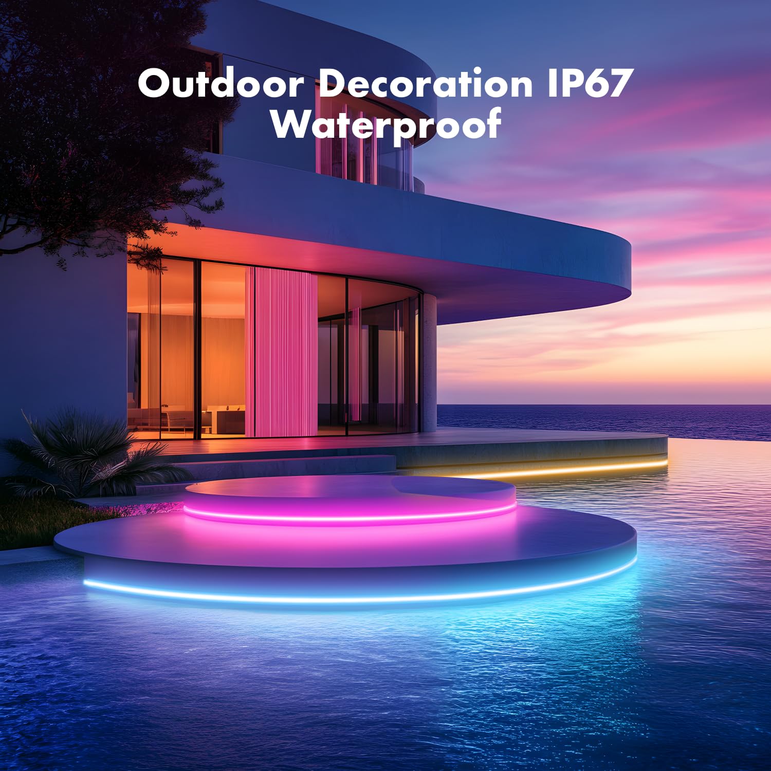 Tfzba Led Strip Lights, Rgb 50Ft Neon Rope Lights For Bedroom App+Remote Control Music Sync Color Changing Outdoor Ip67 Waterpro