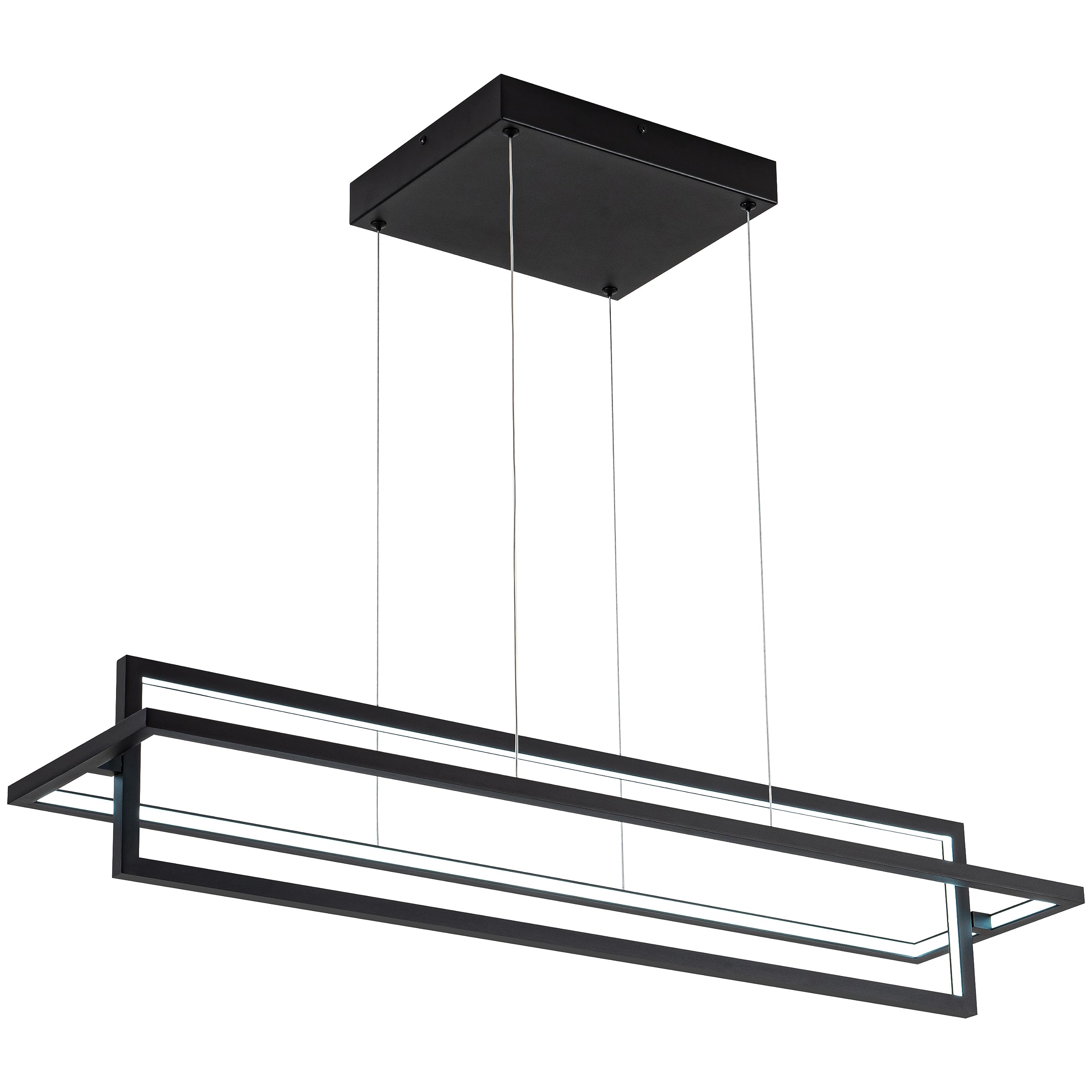 SUNMOO Modern LED Chandelier Linear Rectangle Chandelier Dimmable 35.4    Kitchen Island Lighting, Contemporary Hanging Linear L