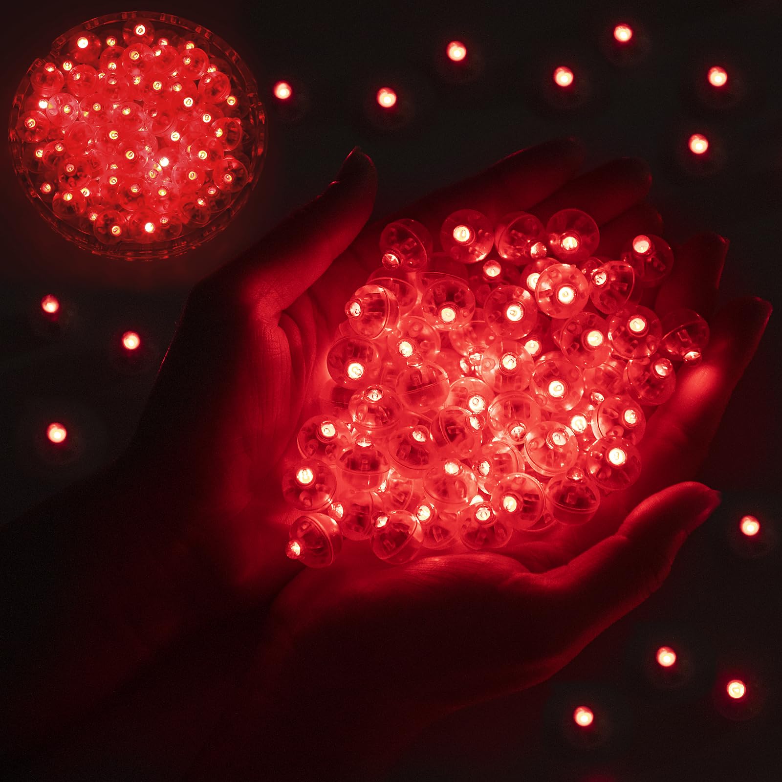 chzk 100pcs Balloon Lights Mini Led Lights Round Long Standby Time Multicolor Ball Light Paper Lantern Balloons Lights for Birthday Party Christmas Halloween Decoration (Red, 100 PCS)